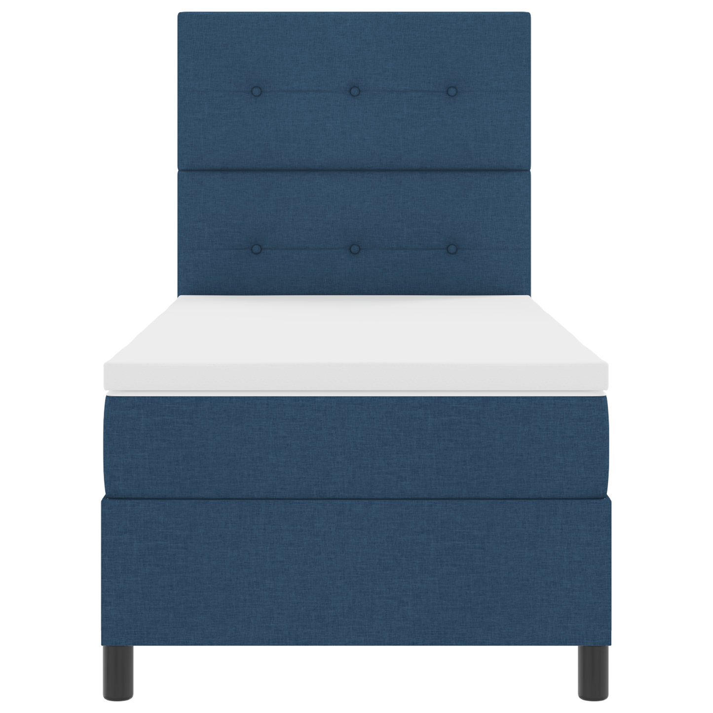 Box Spring Seng Med Madras Med Hovedgærde Blå 90 X 200 Cm Stof