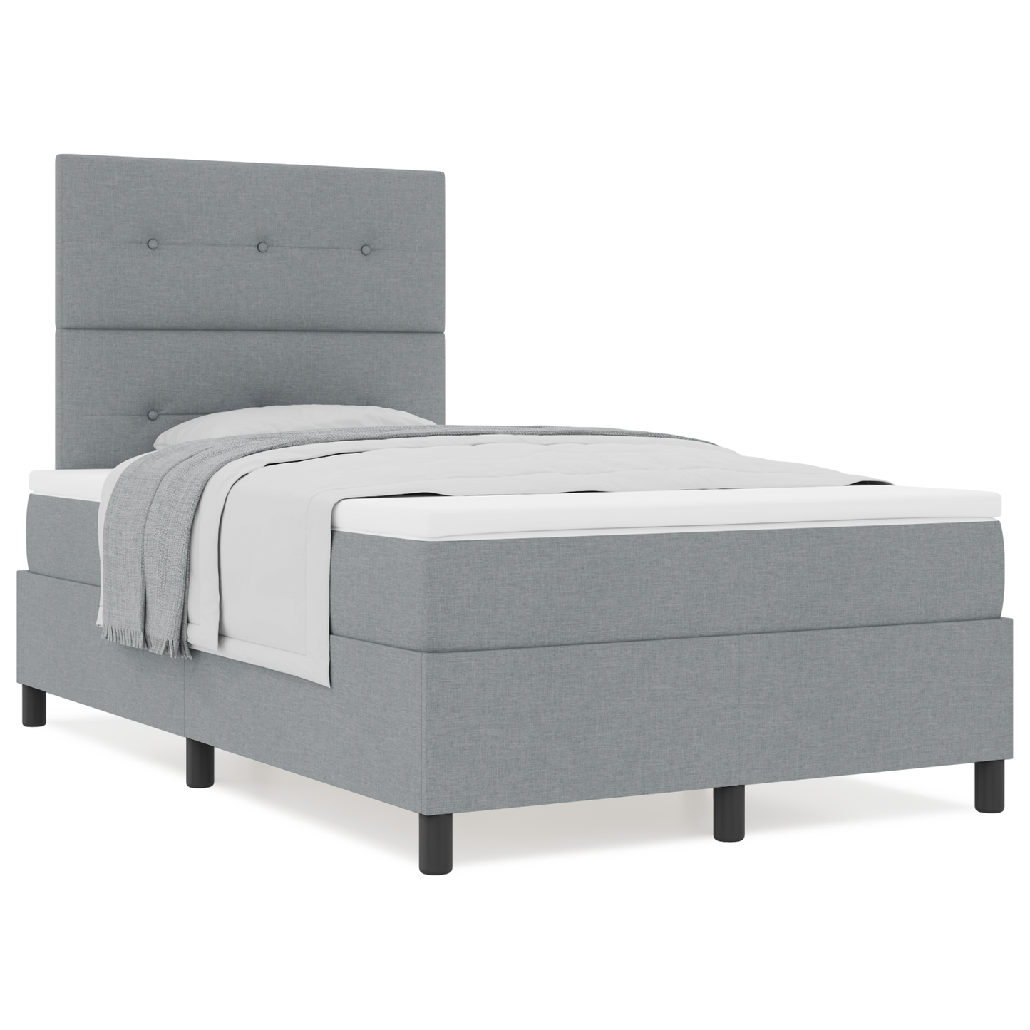 Box Spring Seng Med Madras Lysegrå 120X200 Cm Stof