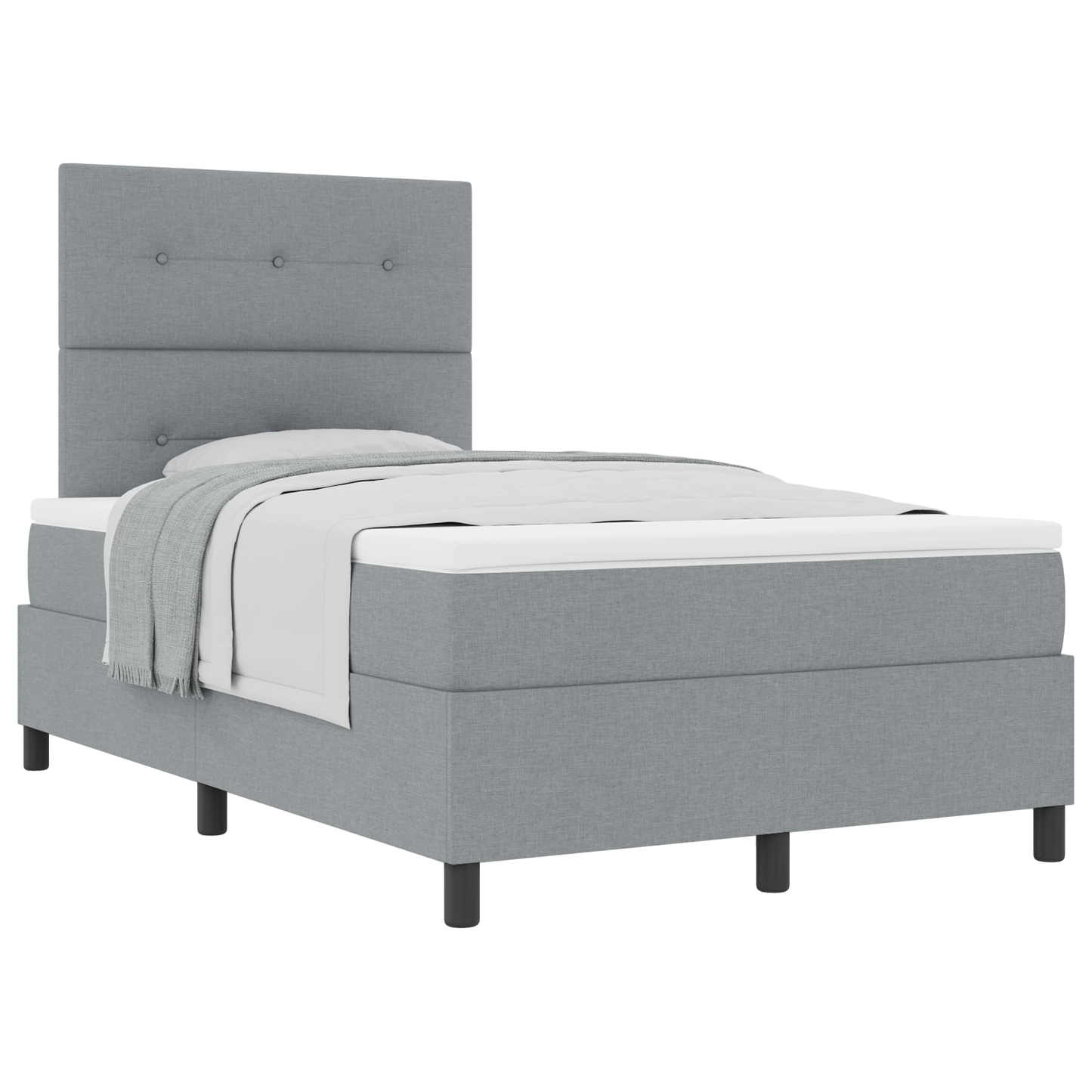 Box Spring Seng Med Madras Lysegrå 120X200 Cm Stof