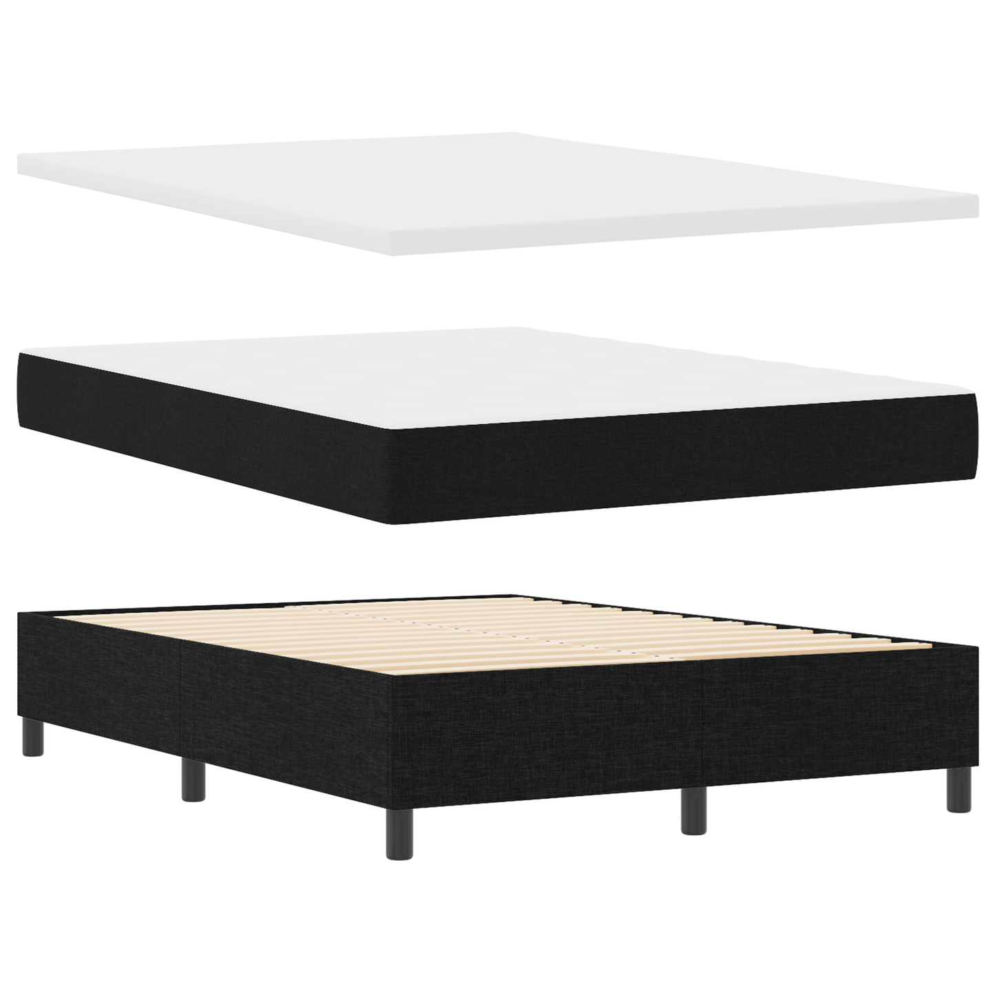 Box Spring Seng Med Madras Sort 140 X 200 Cm Stof