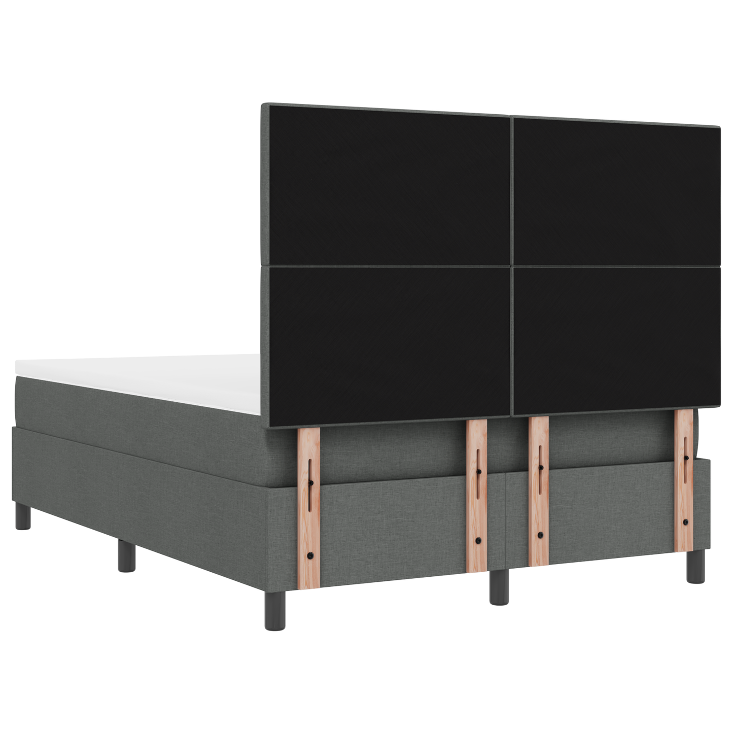 Box Spring Seng Med Madras Mørkegrå 160 X 200 Cm Stof