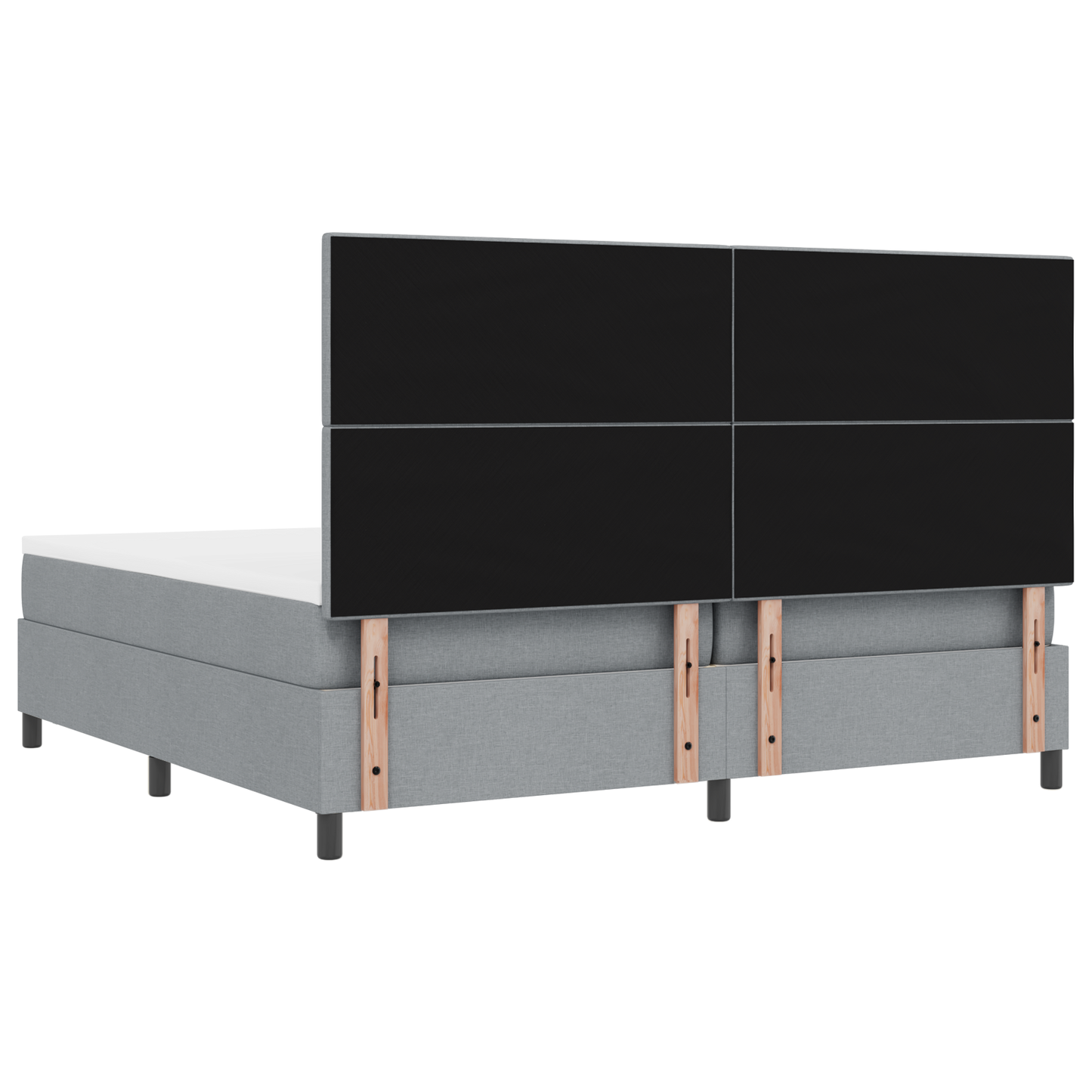 Box Spring Seng Med Madras Lys Grå 200X200 Cm Stof