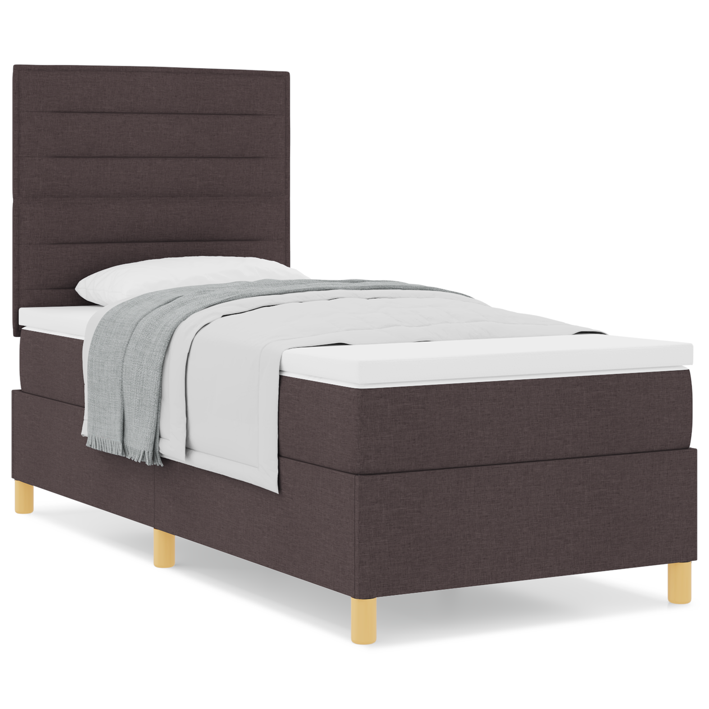 Box Spring Seng Med Hovedgærde Mørkebrun 90 X 200 Cm Stof