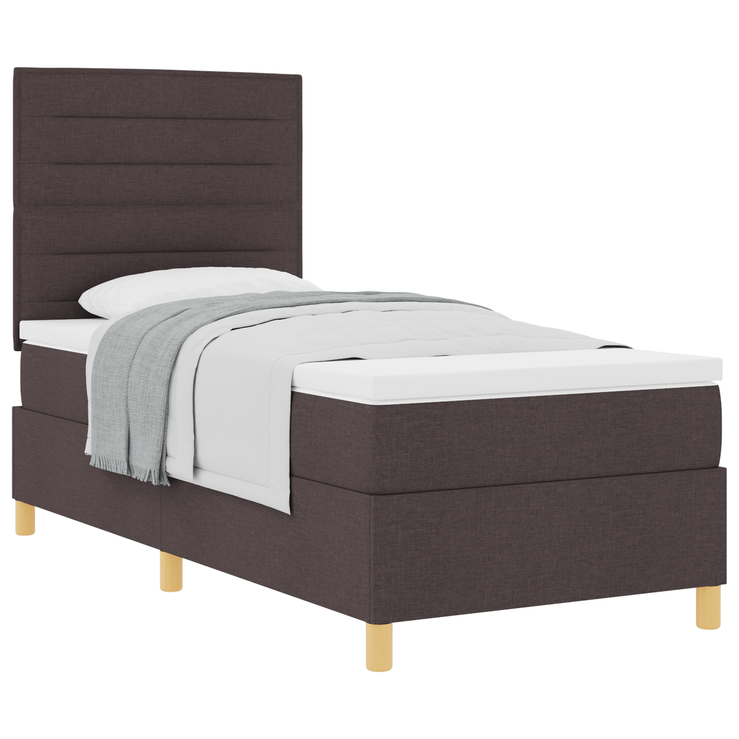 Box Spring Seng Med Hovedgærde Mørkebrun 90 X 200 Cm Stof