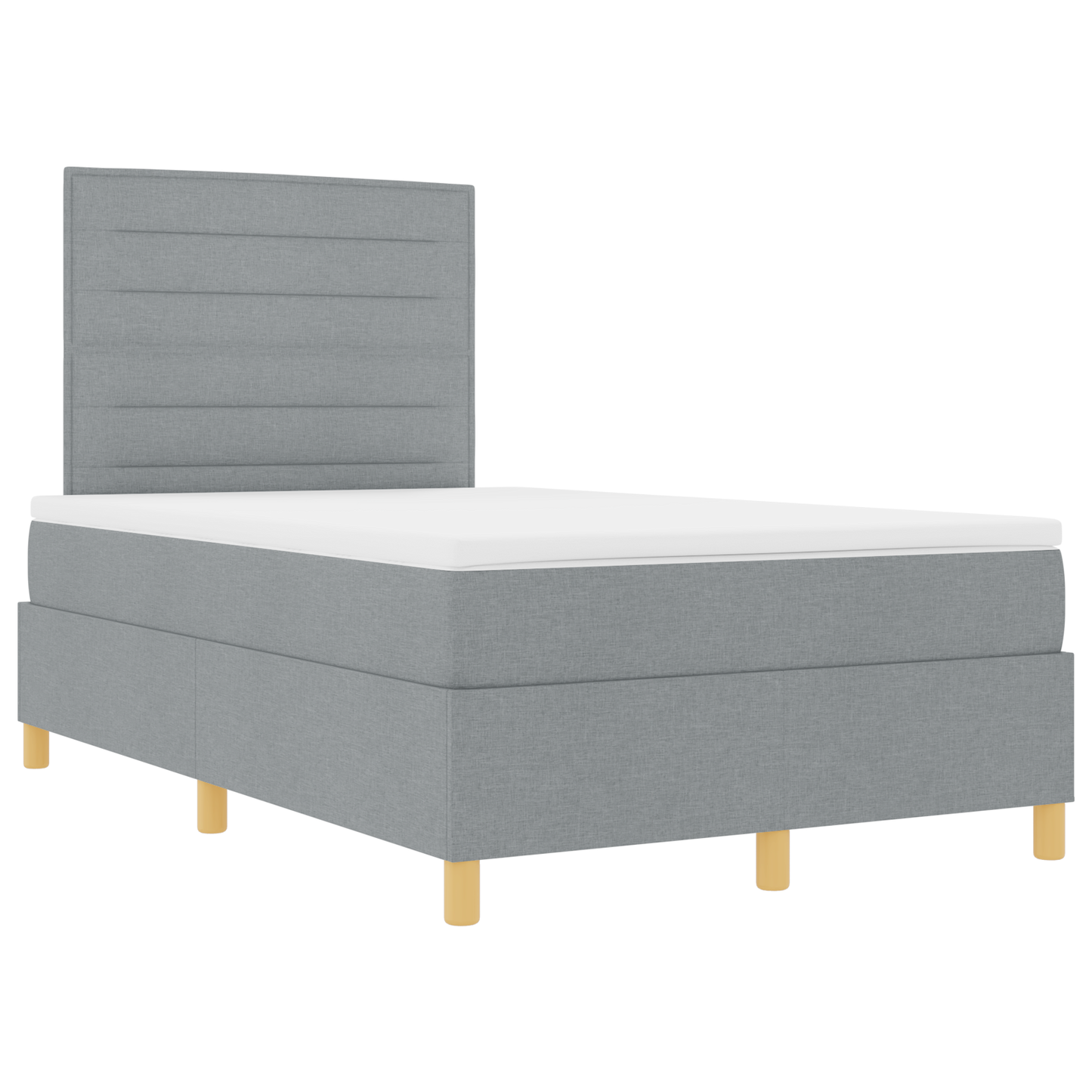 Box Spring Seng Med Hovedgærde Lysegrå 120 X 200 Cm Stof