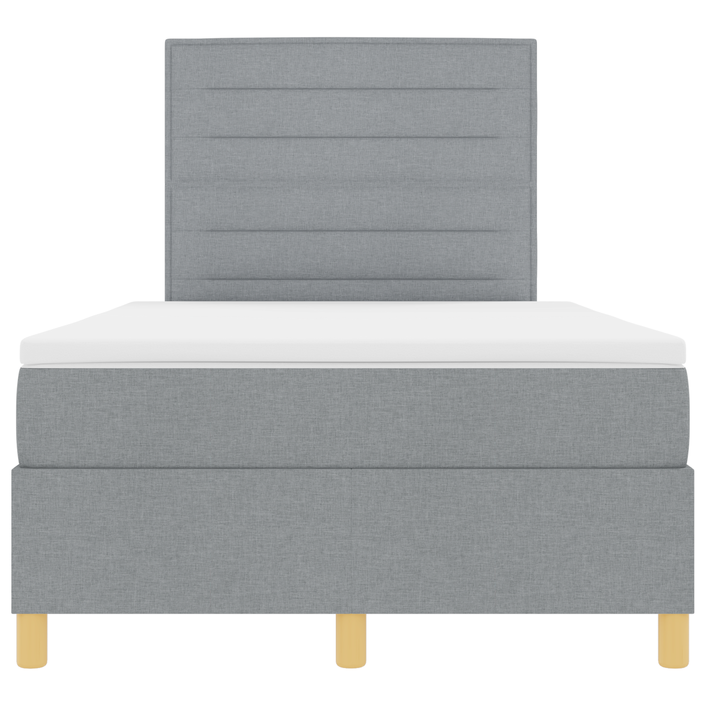 Box Spring Seng Med Hovedgærde Lysegrå 120 X 200 Cm Stof