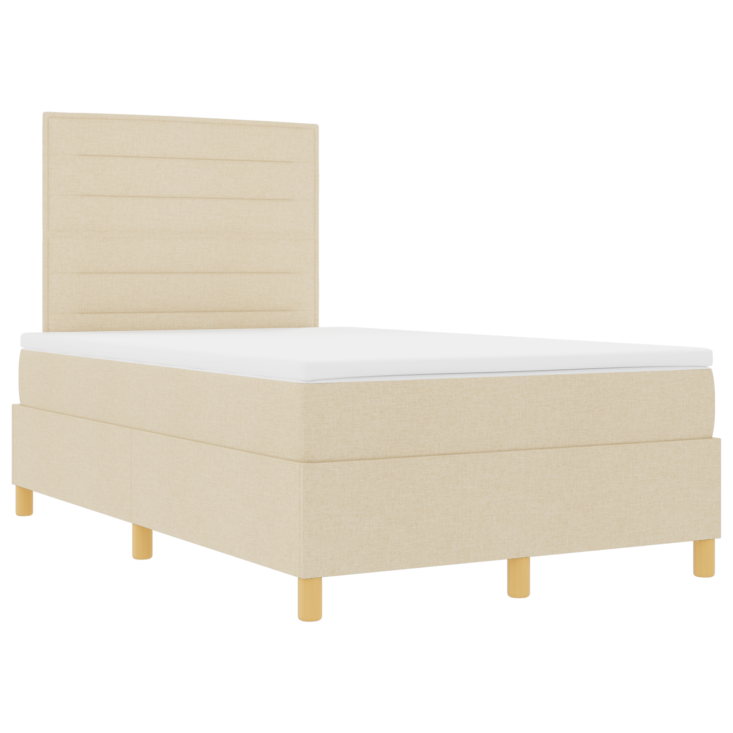 Box Spring Seng Med Hovedgærde Creme 120 X 200 Cm Stof