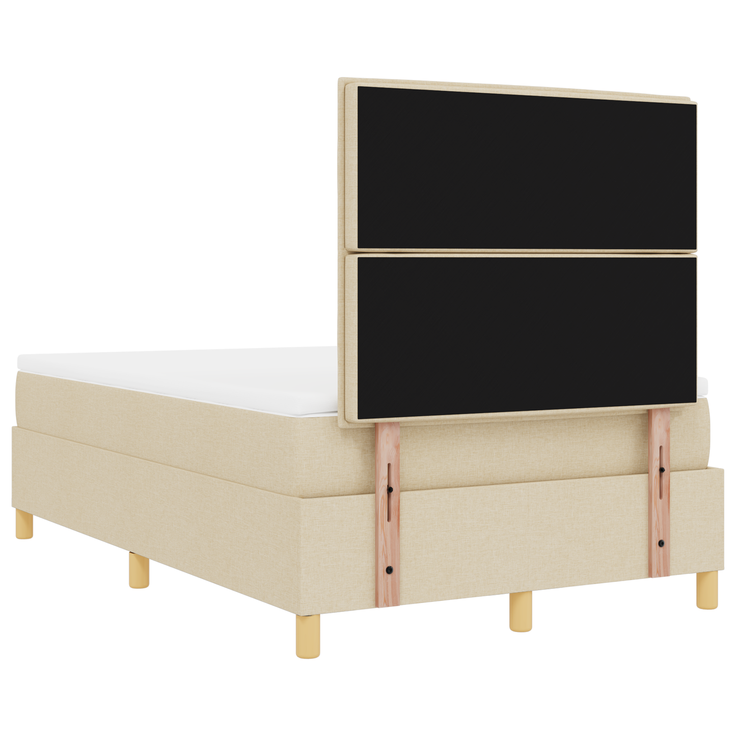 Box Spring Seng Med Hovedgærde Creme 120 X 200 Cm Stof