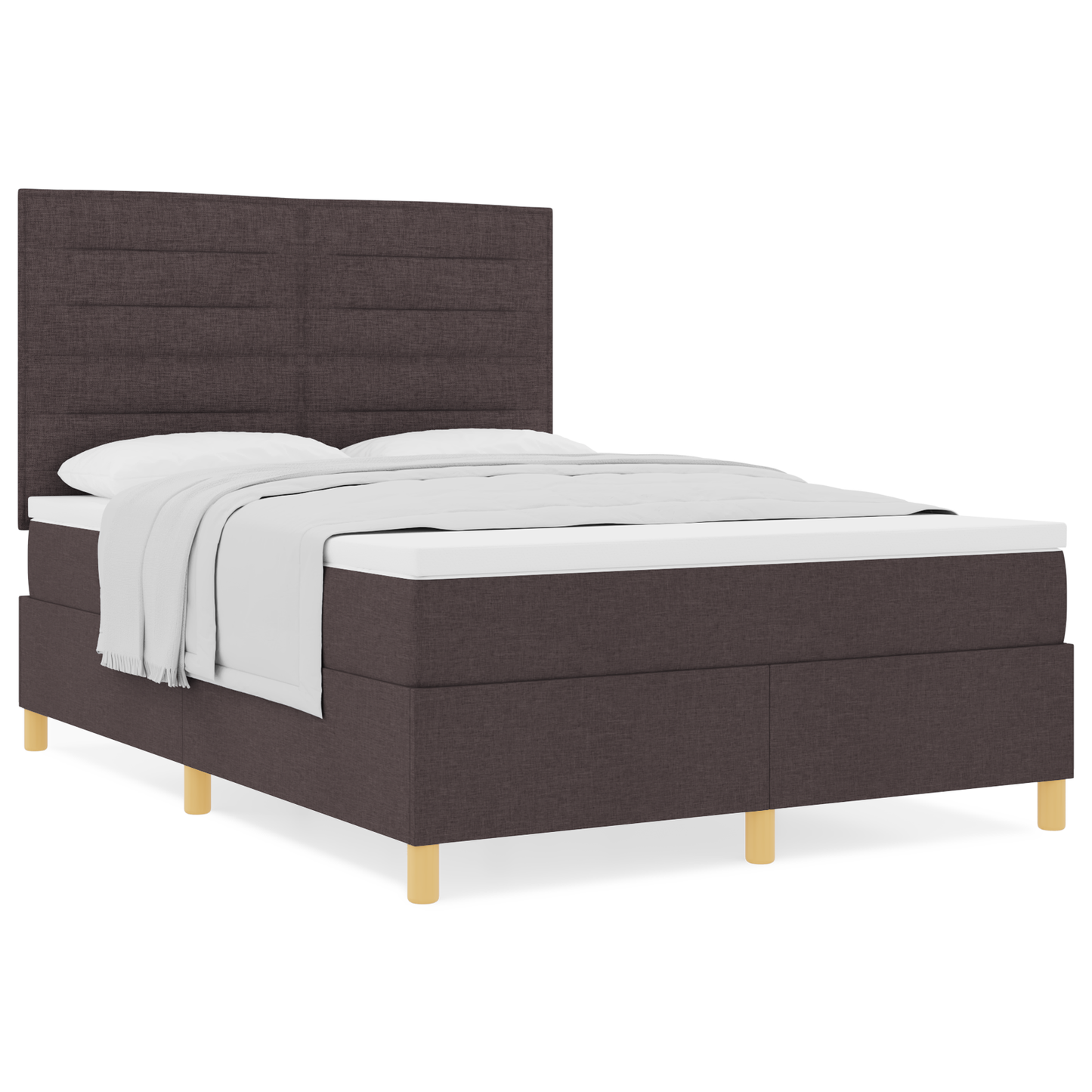 Box Spring Seng Med Hovedgærde Mørkebrun 140 X 190 Cm Stof