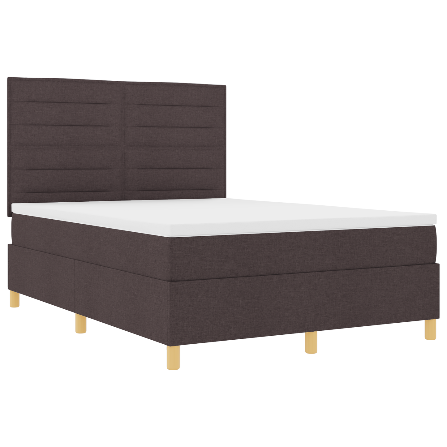 Box Spring Seng Med Hovedgærde Mørkebrun 140 X 190 Cm Stof