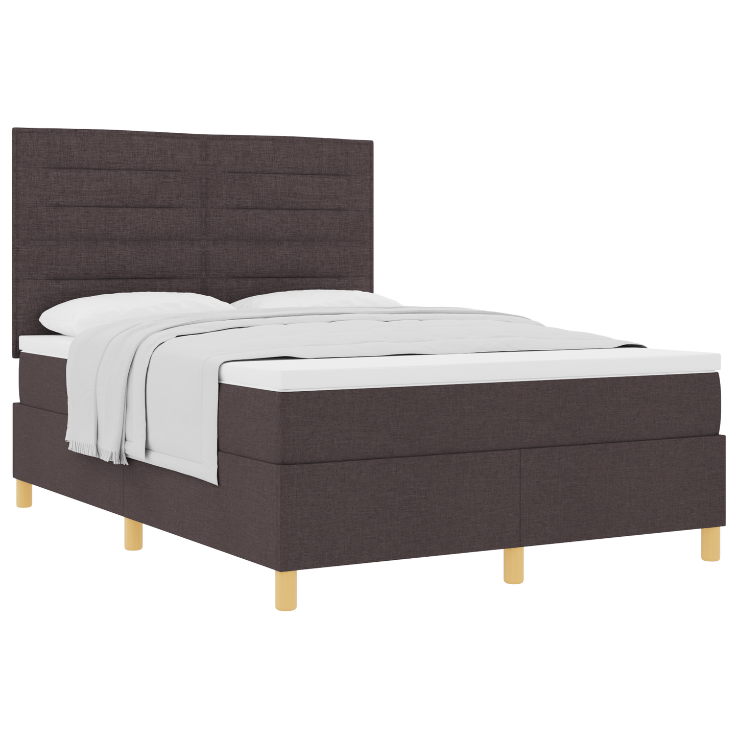 Box Spring Seng Med Hovedgærde Mørkebrun 140 X 190 Cm Stof