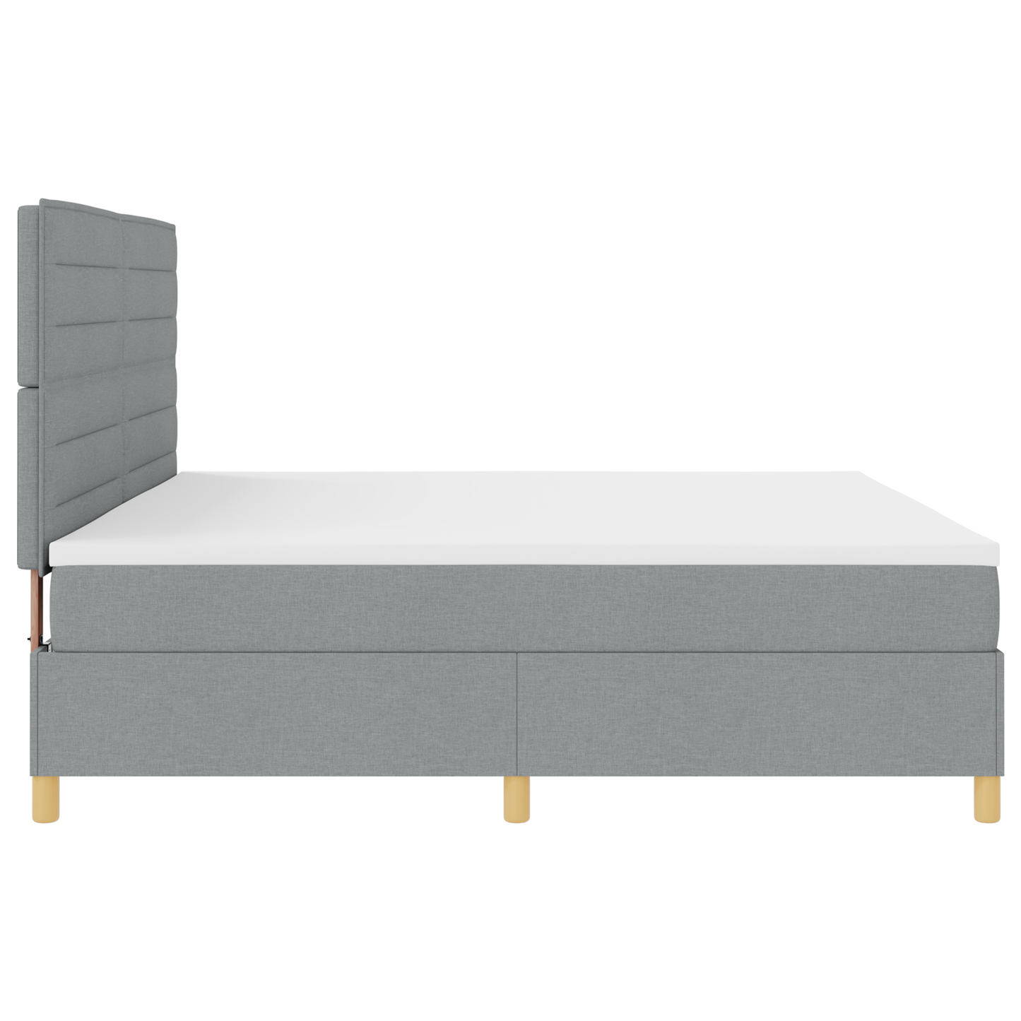 Box Spring Seng Med Hovedgærde Lysegrå 200 X 200 Cm Stof