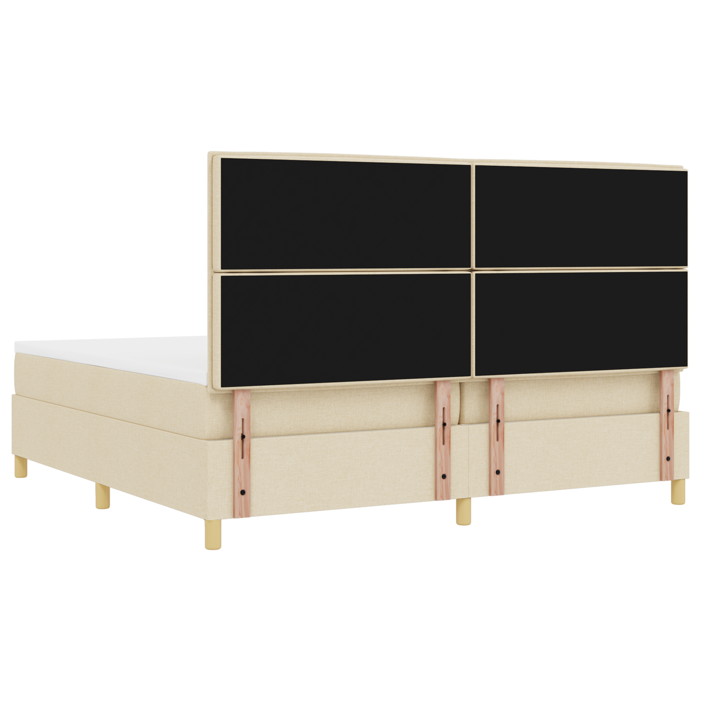 Box Spring Seng Med Hovedgærde Creme 200 X 200 Cm Stof