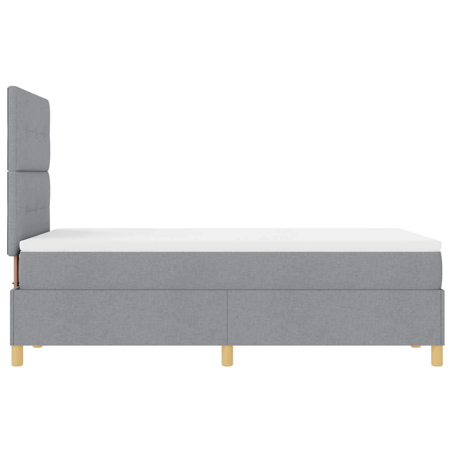 Box Spring Seng Med Hovedgærde Lysegrå 120 X 200 Cm Stof