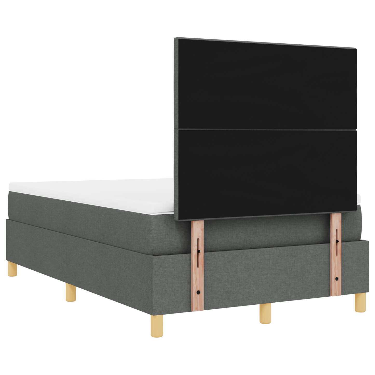 Box Spring Seng Med Hovedgærde Mørkegrå 120 X 200 Cm Stof