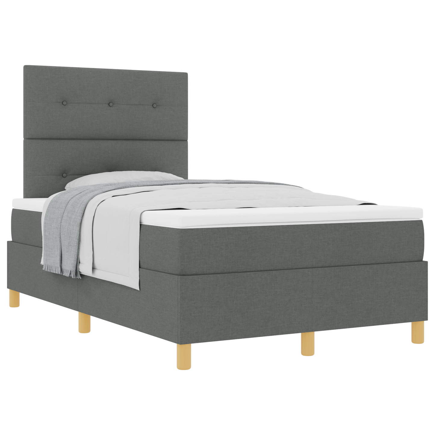 Box Spring Seng Med Hovedgærde Mørkegrå 120 X 200 Cm Stof