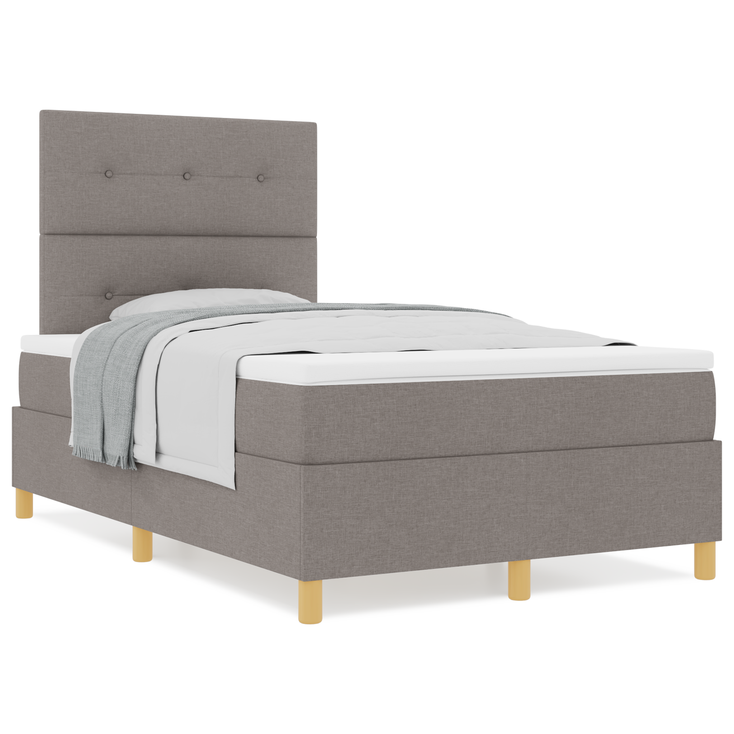 Box Spring Seng Med Hovedgærde Gråbrun 120 X 200 Cm Stof