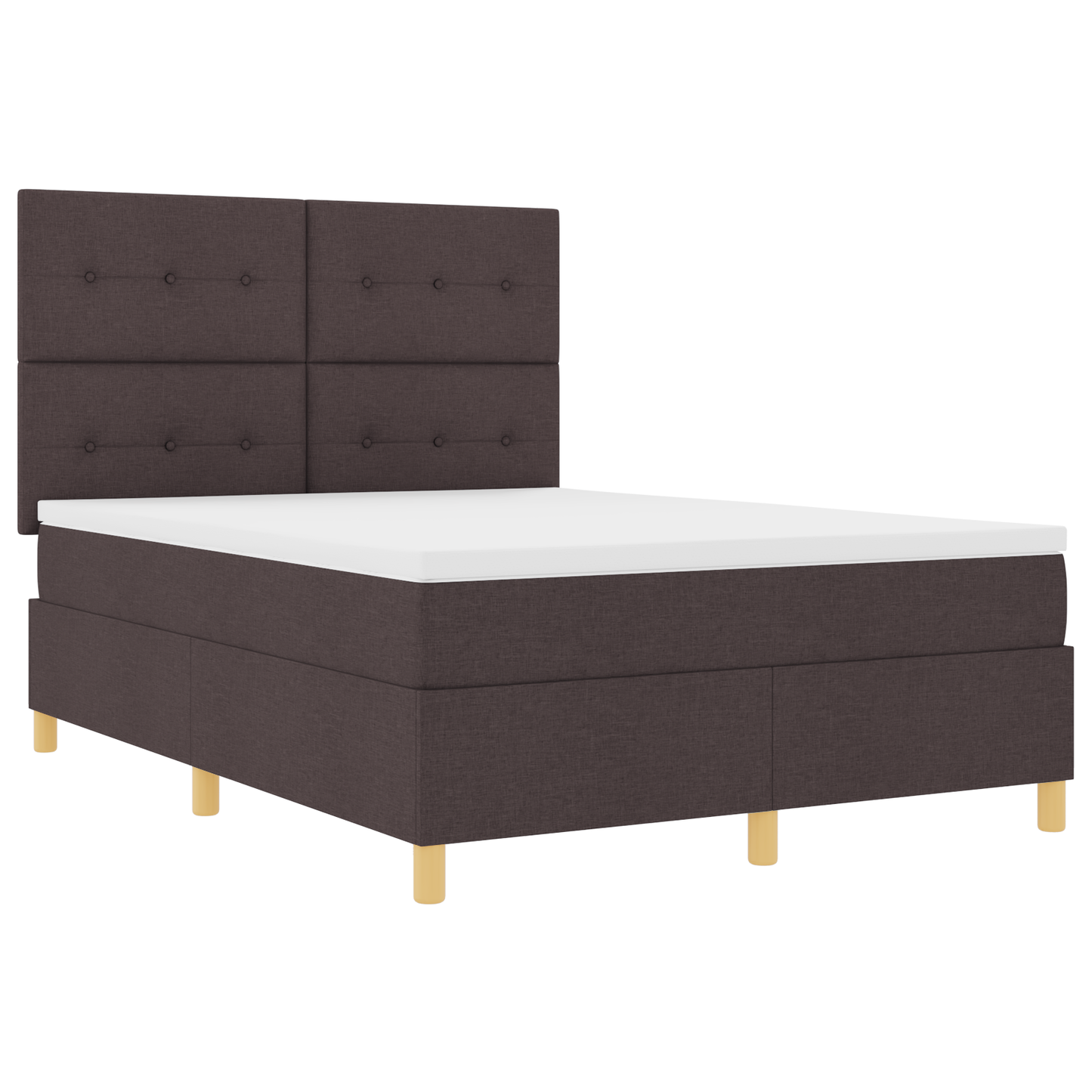 Box Spring Seng Med Hovedgærde Mørkebrun 140 X 190 Cm Stof