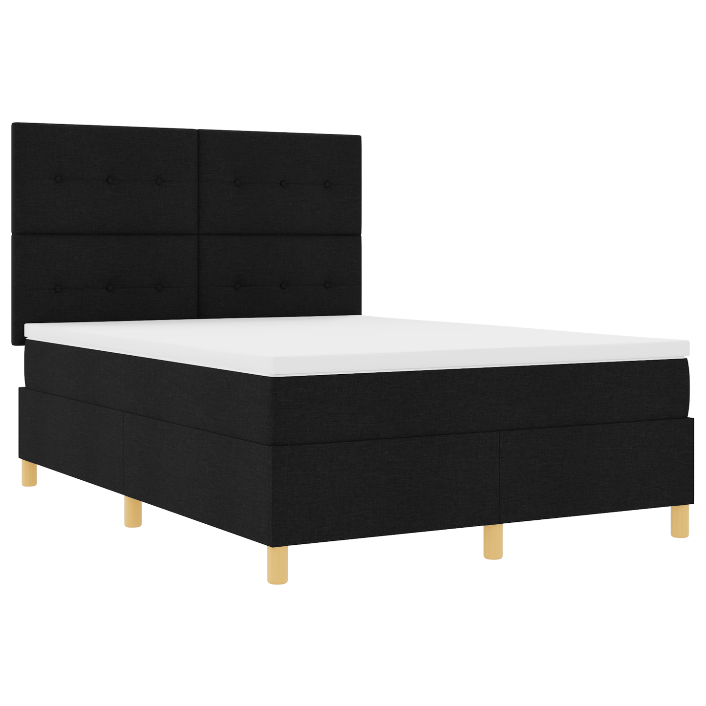Box Spring Seng Med Hovedgærde Sort 140 X 200 Cm Stof