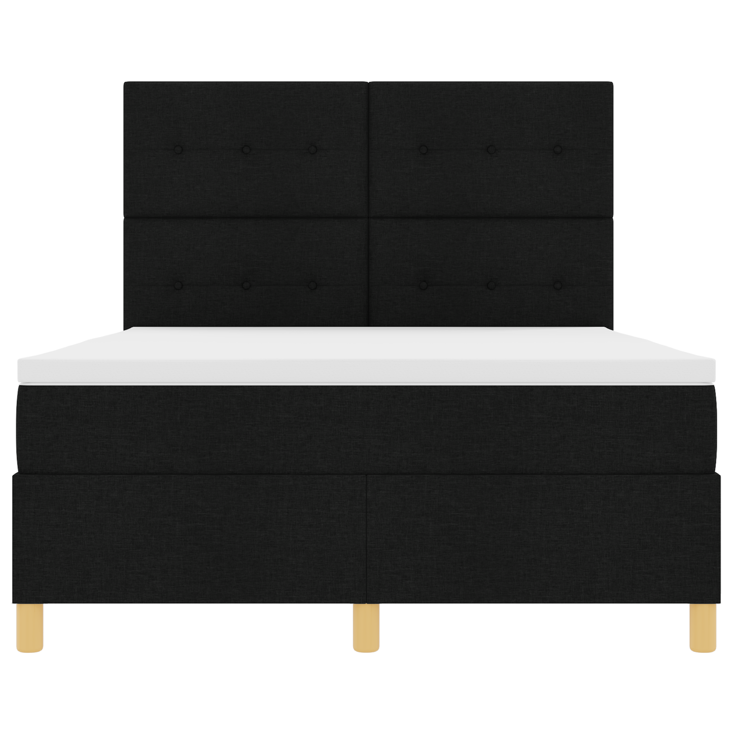 Box Spring Seng Med Hovedgærde Sort 140 X 200 Cm Stof
