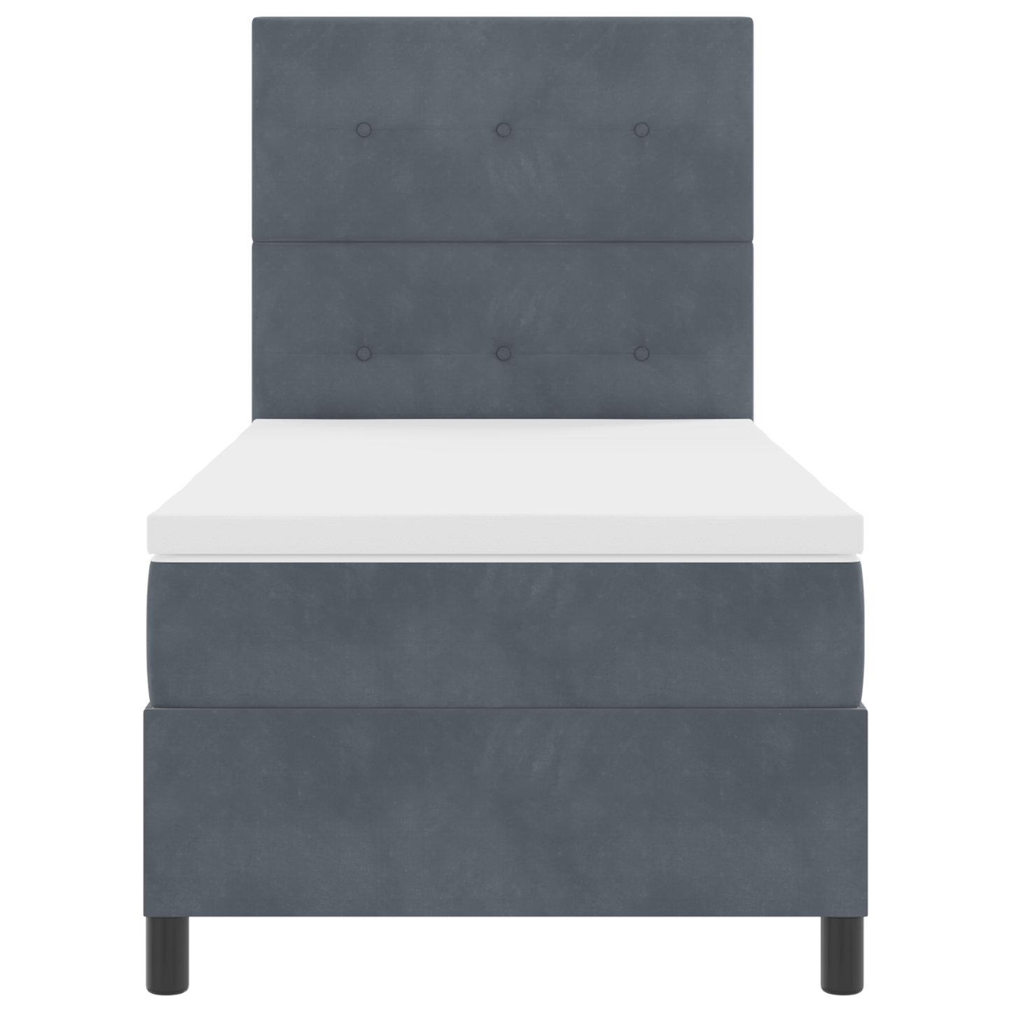 Box Spring Seng Med Madras Mørkegrå Enkelt Fløjl