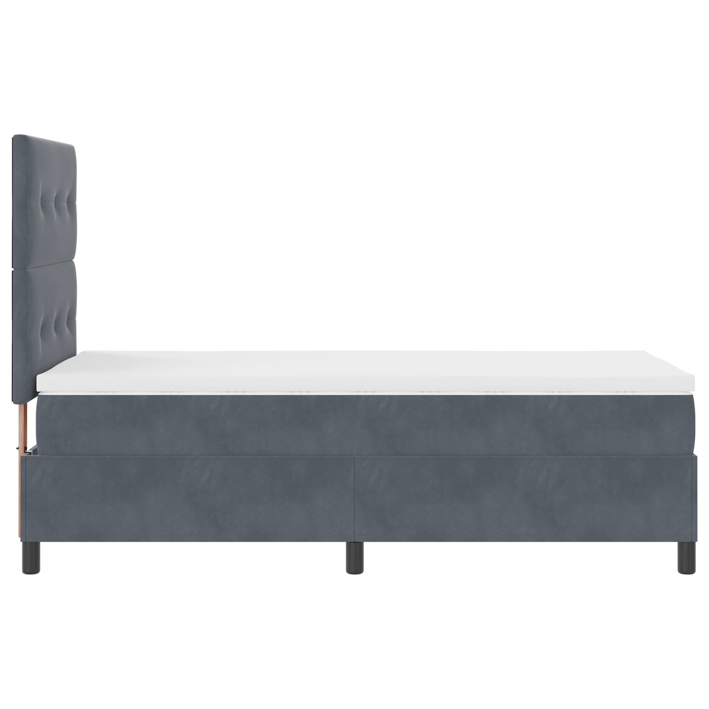 Box Spring Seng Med Madras Mørkegrå Enkelt Fløjl