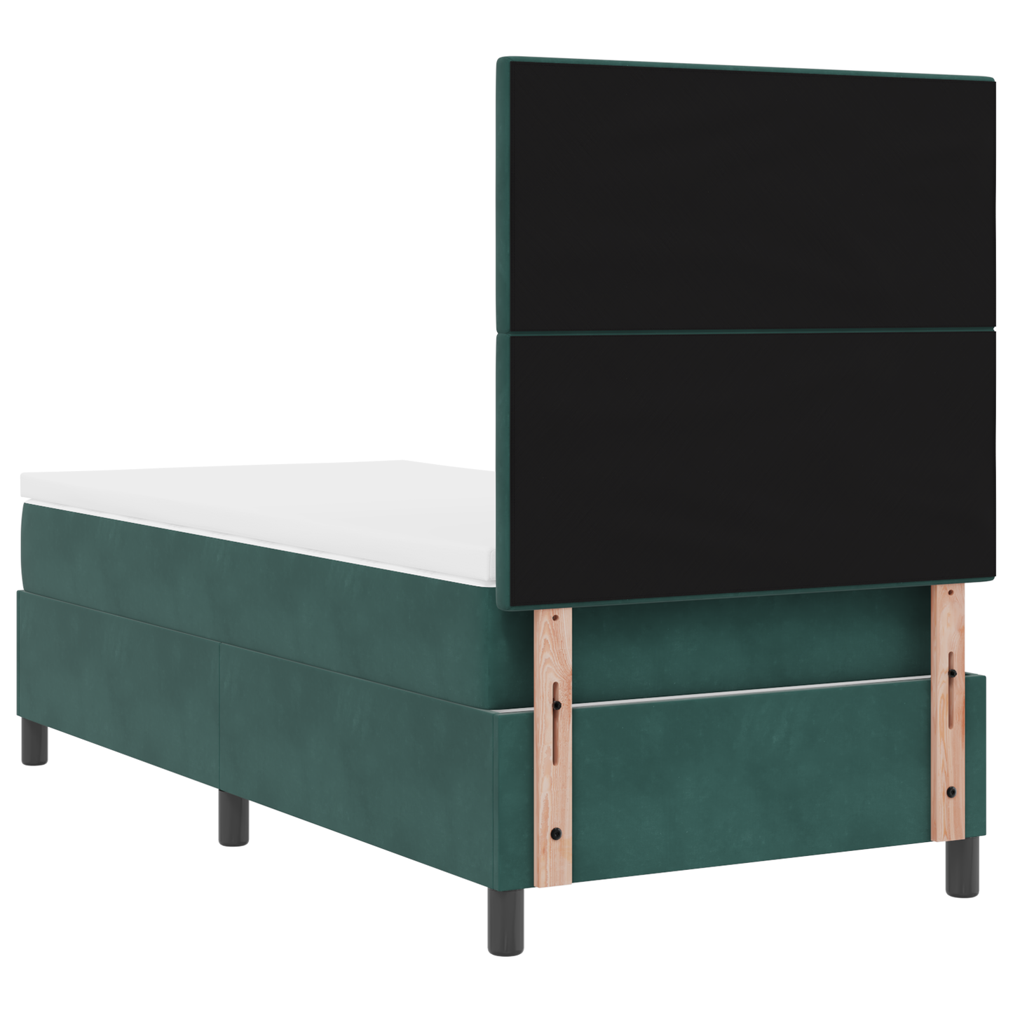 Box Spring Seng Med Madras Mørkegrøn Enkelt Fløjlsblød