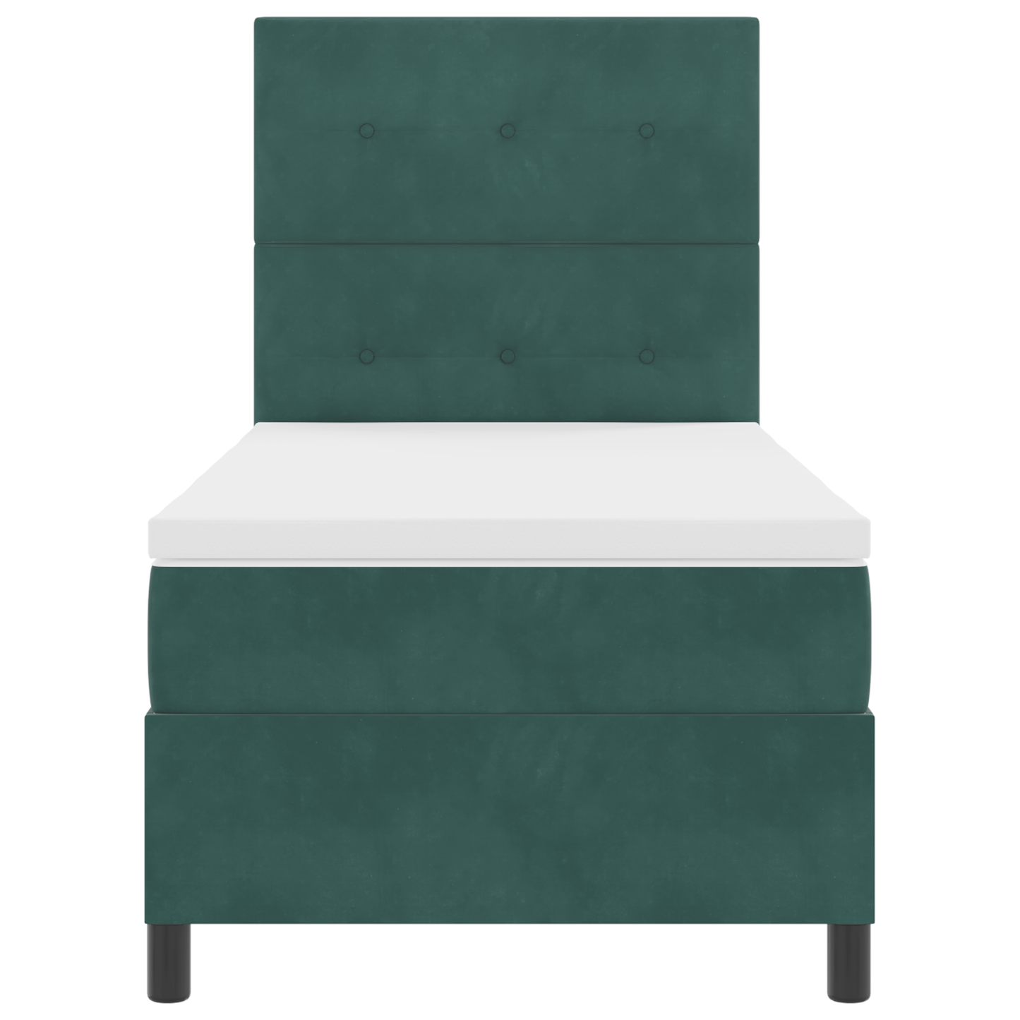 Box Spring Seng Med Madras Mørkegrøn Enkelt Fløjlsblød