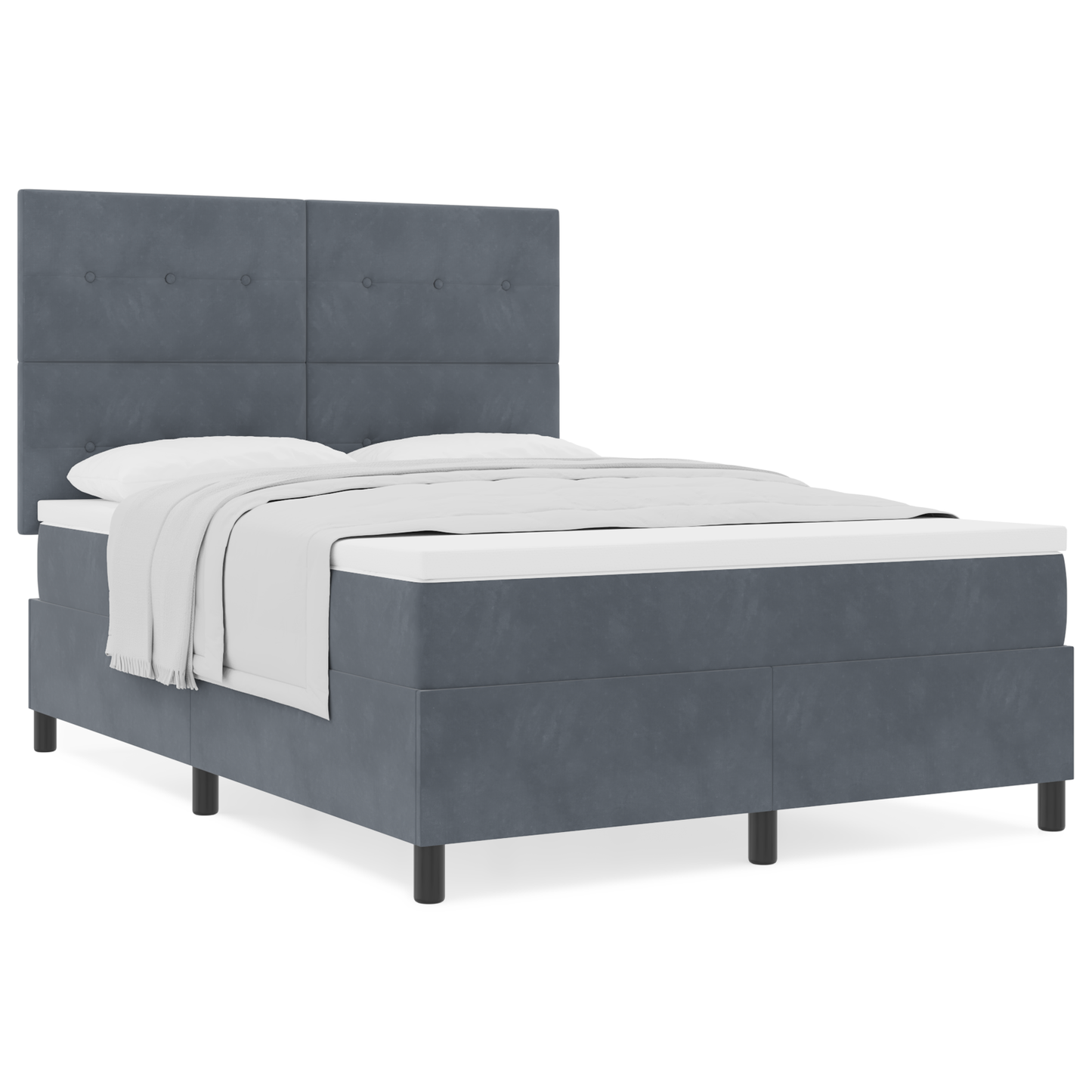 Box Spring Seng Med Madras Mørkegrå 140 X 200 Cm Fløjl