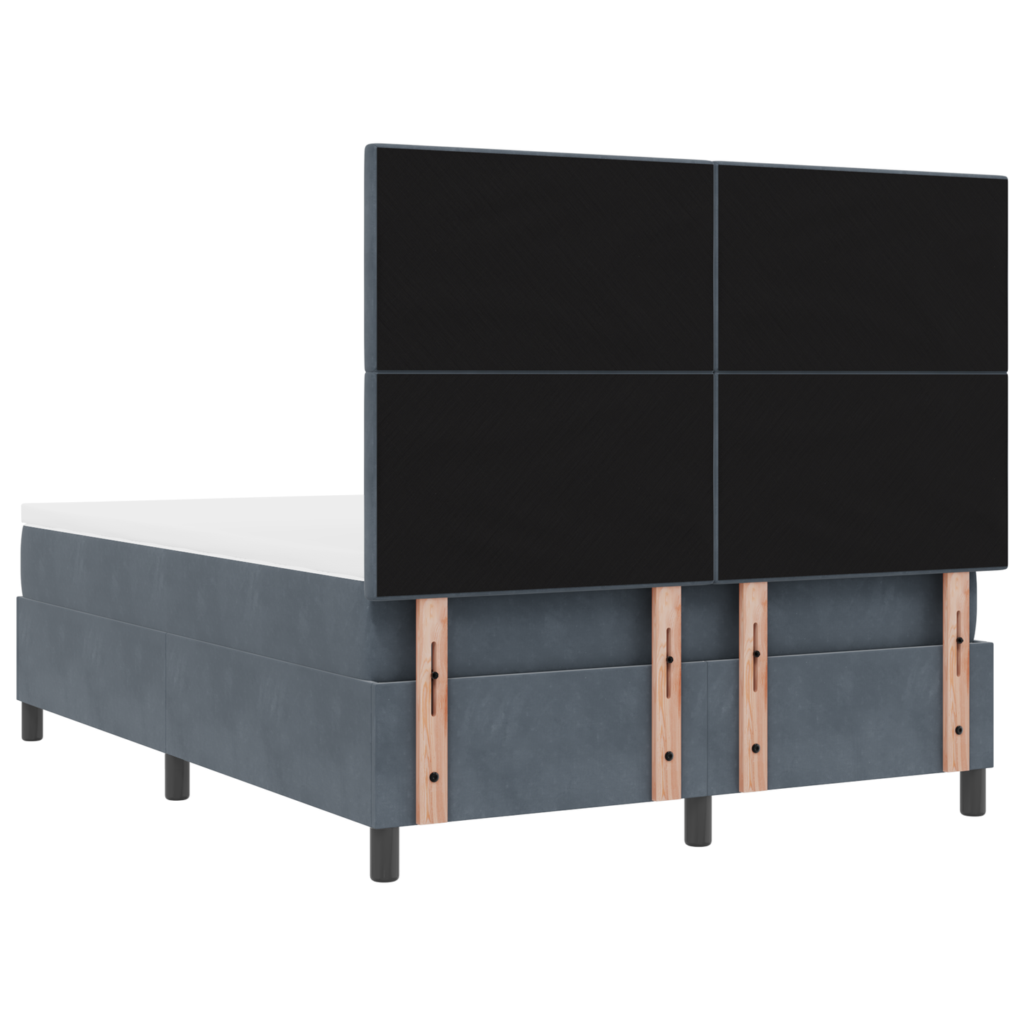 Box Spring Seng Med Madras Mørkegrå 140 X 200 Cm Fløjl