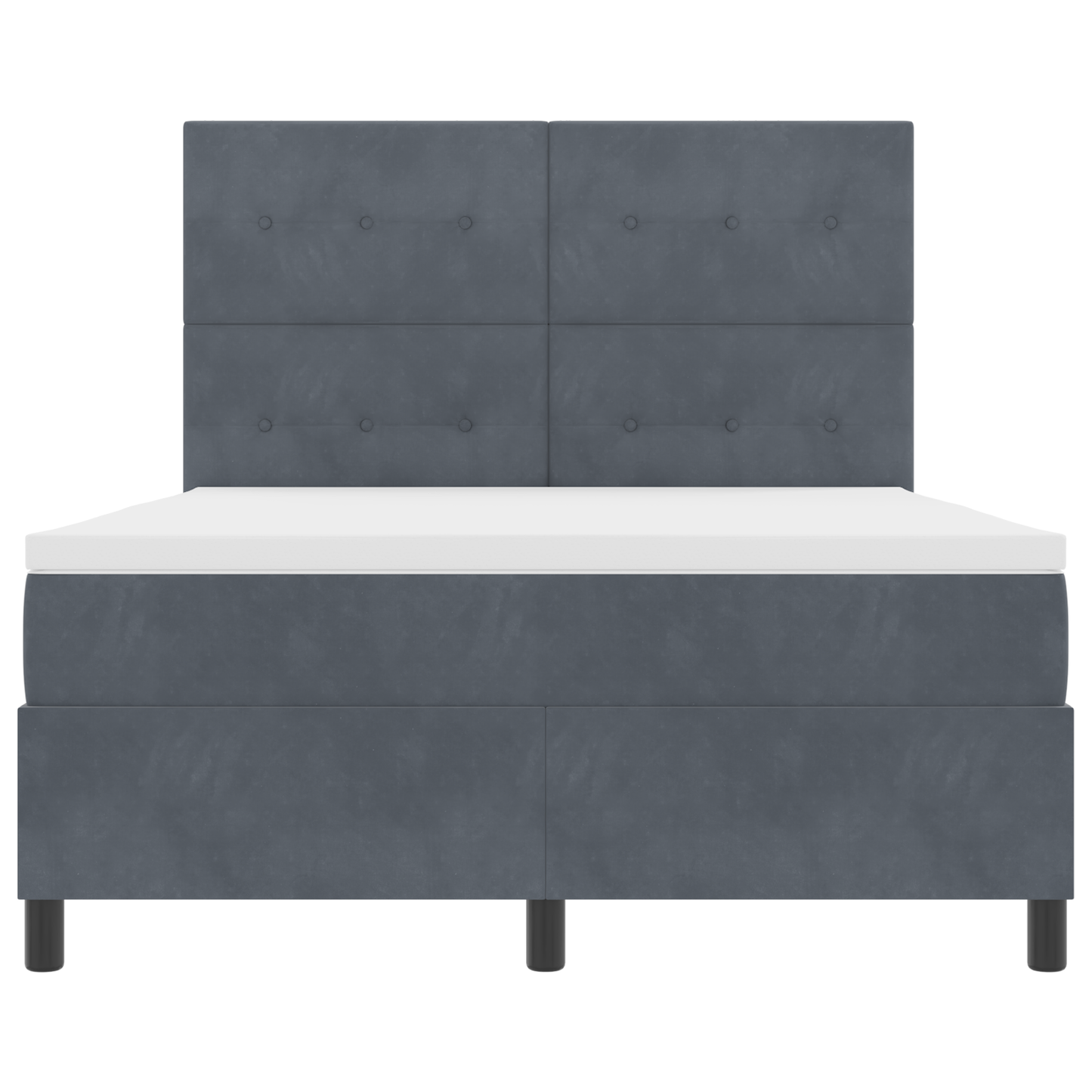 Box Spring Seng Med Madras Mørkegrå 140 X 200 Cm Fløjl