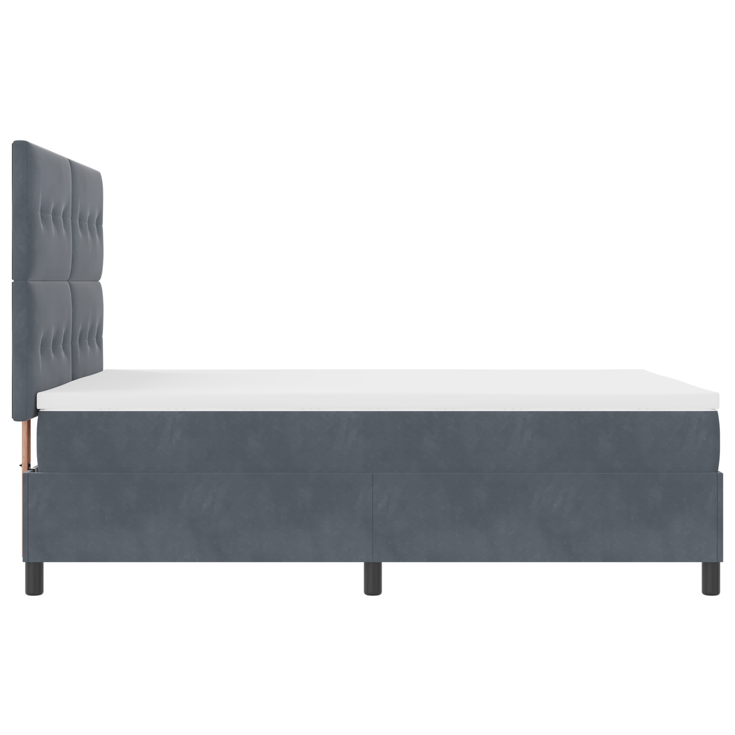 Box Spring Seng Med Madras Mørkegrå 140 X 200 Cm Fløjl