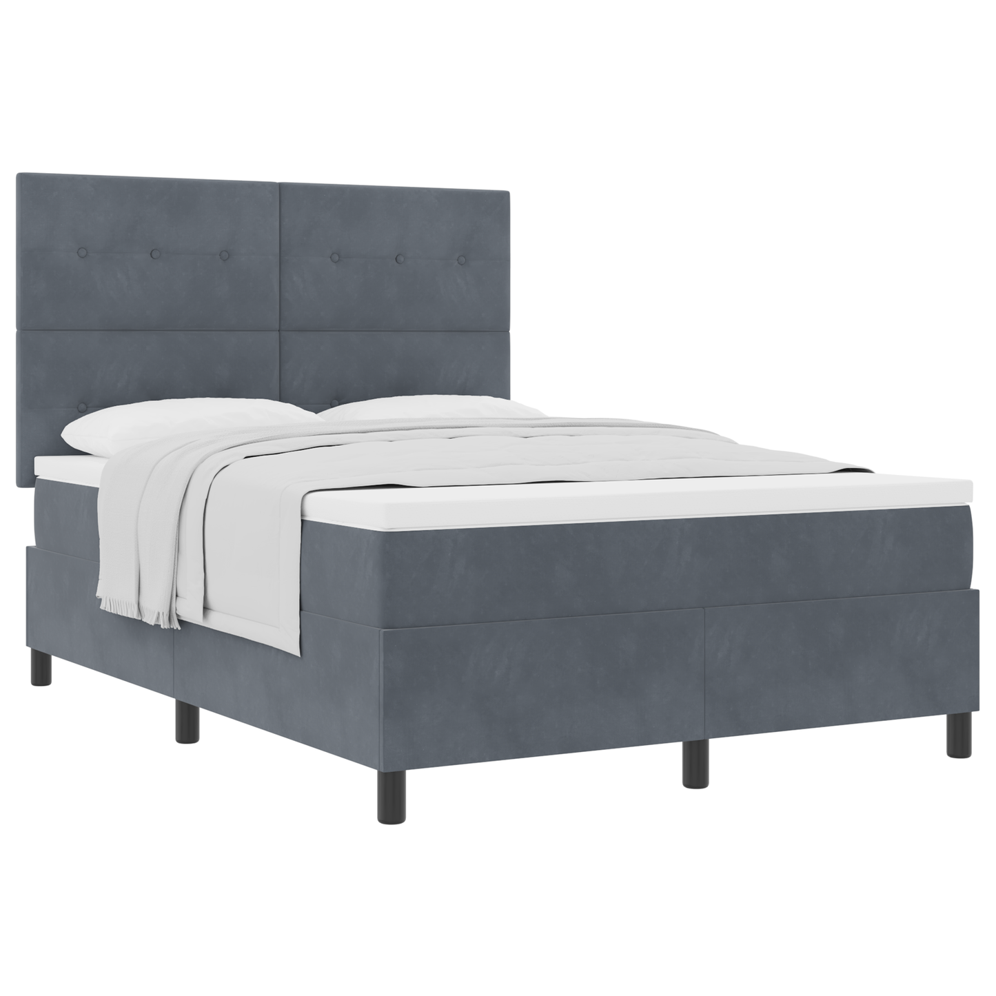Box Spring Seng Med Madras Mørkegrå 140 X 200 Cm Fløjl