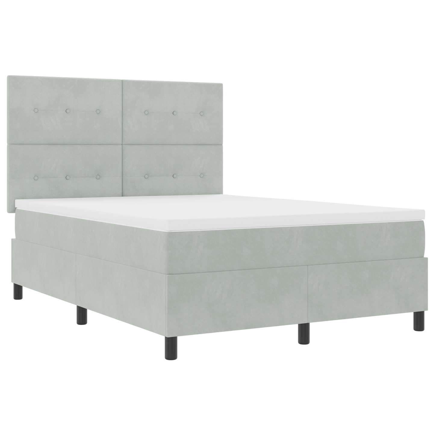 Box Spring Seng Med Madras Lysegrå 160 X 200 Cm Fløjl