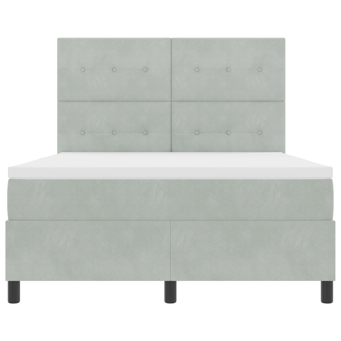 Box Spring Seng Med Madras Lysegrå 160 X 200 Cm Fløjl