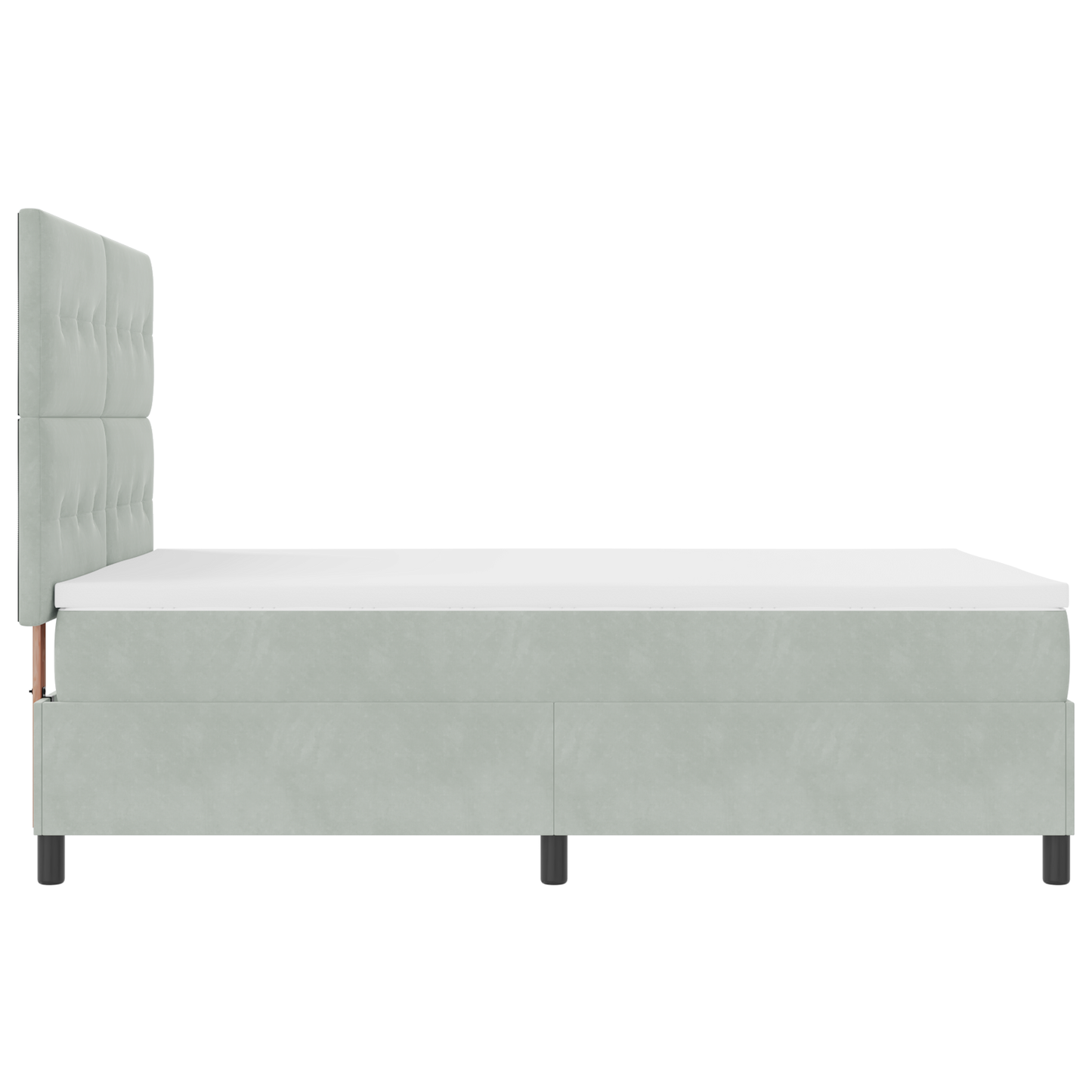 Box Spring Seng Med Madras Lysegrå 160 X 200 Cm Fløjl