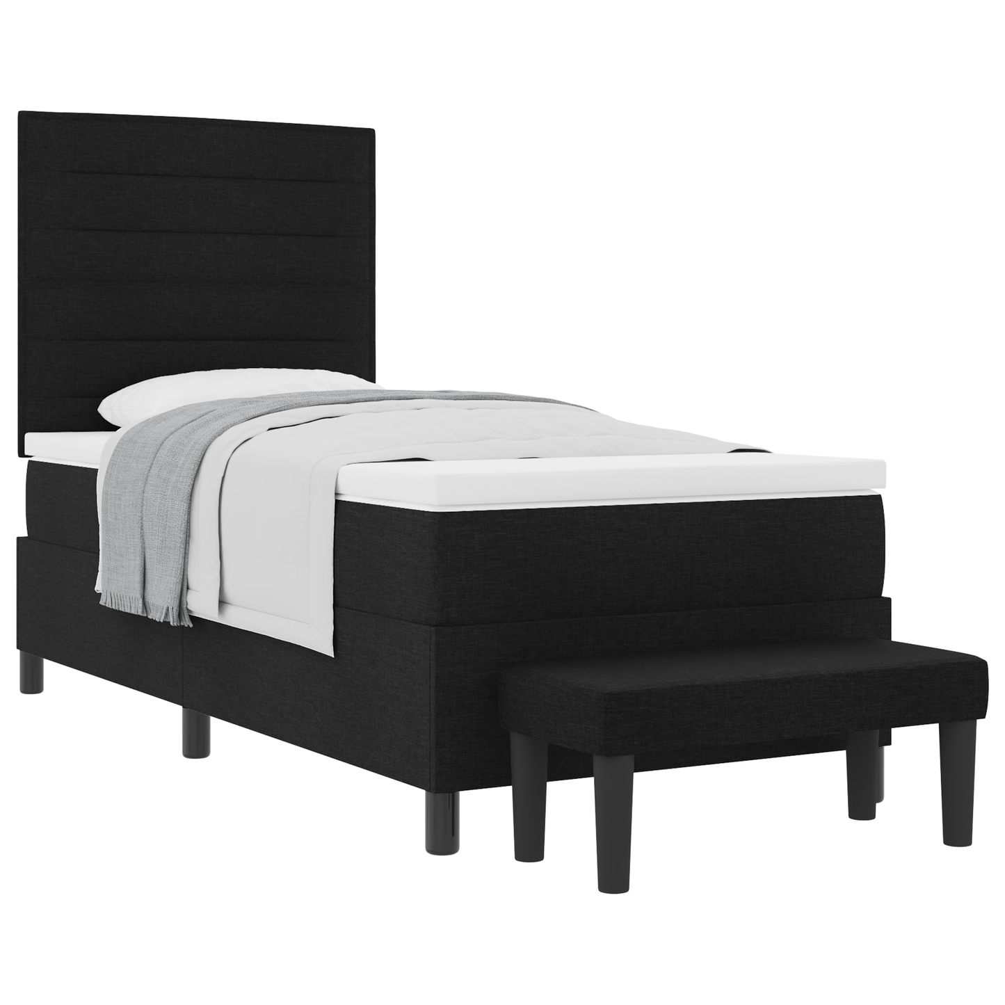 Box Spring Seng Med Madras Sort 100 X 200 Cm Stof