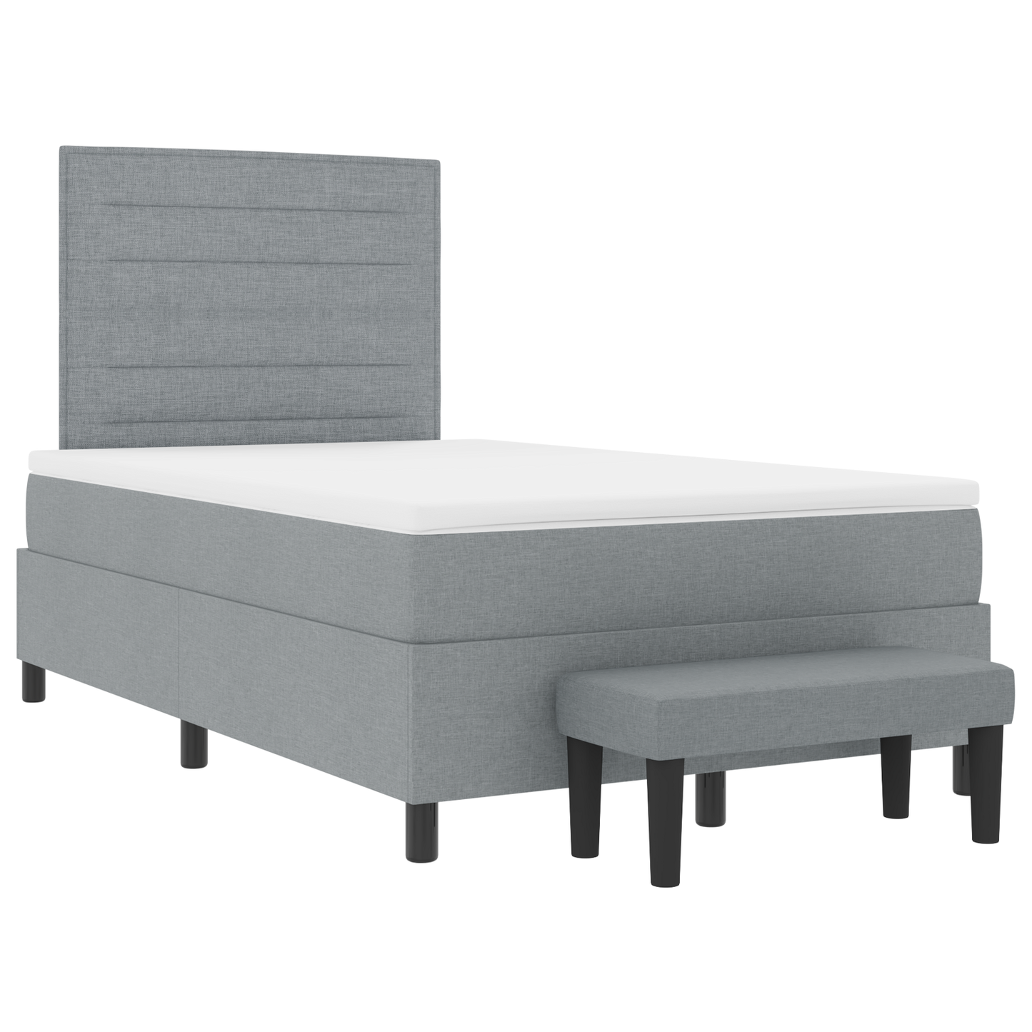 Box Spring Seng Med Madras Lysegrå 120 X 200 Cm Stof