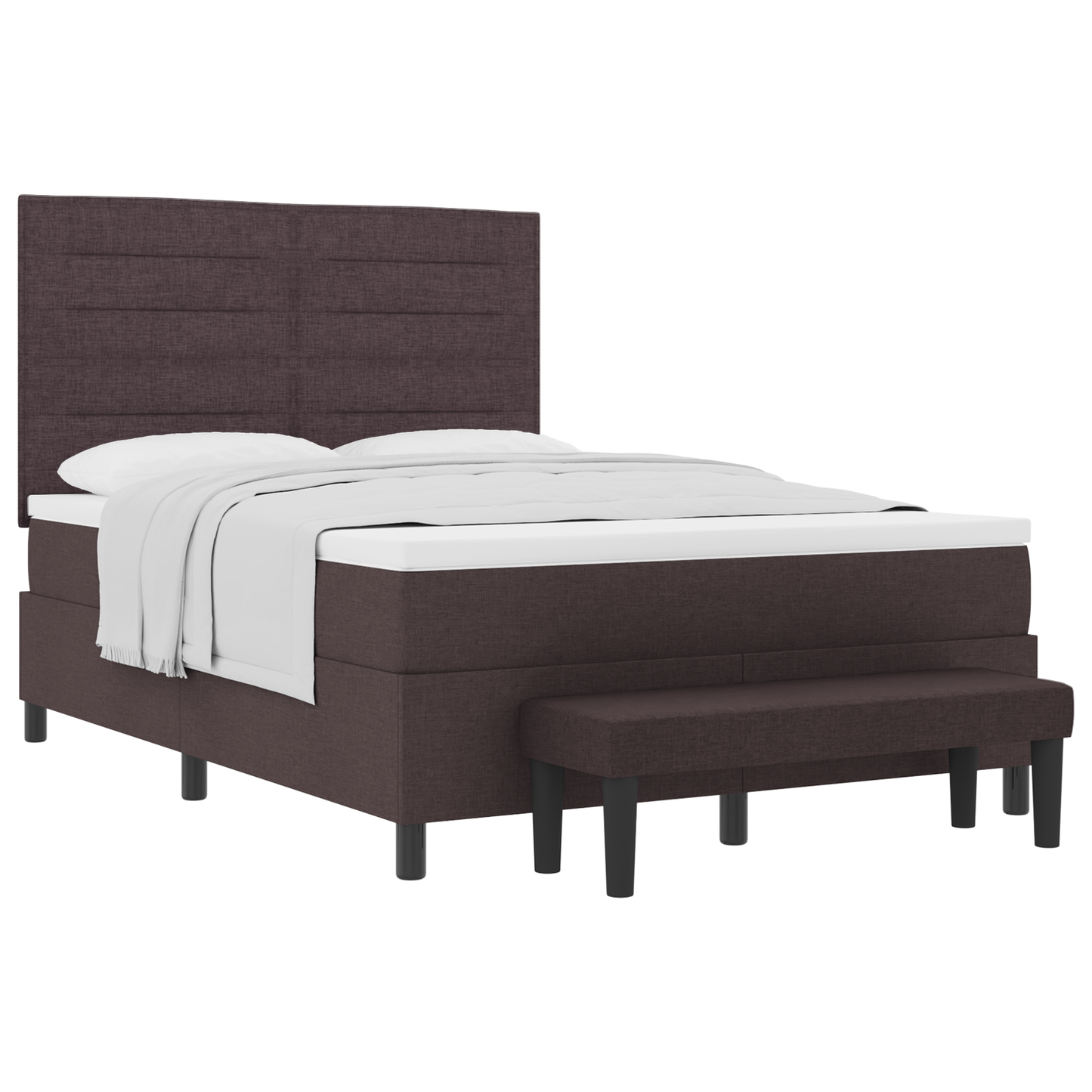 Box Spring Seng Med Madras Mørkebrun 140 X 200 Cm Stof