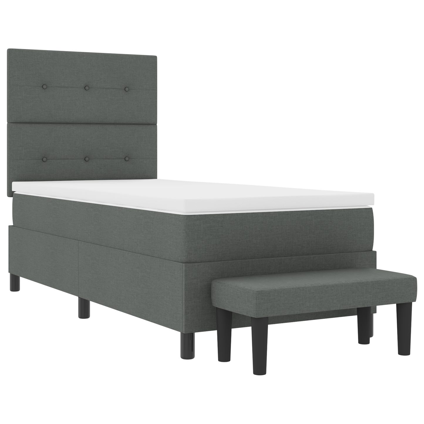 Box Spring Seng Med Madras & Bænk Mørkegrå 100X200 Cm Stof