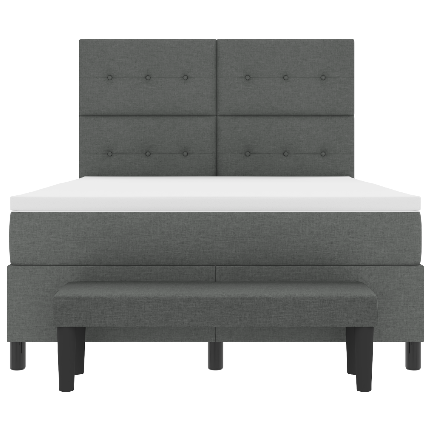 Box Spring Seng Med Madras Mørkegrå 160 X 200 Cm Stof