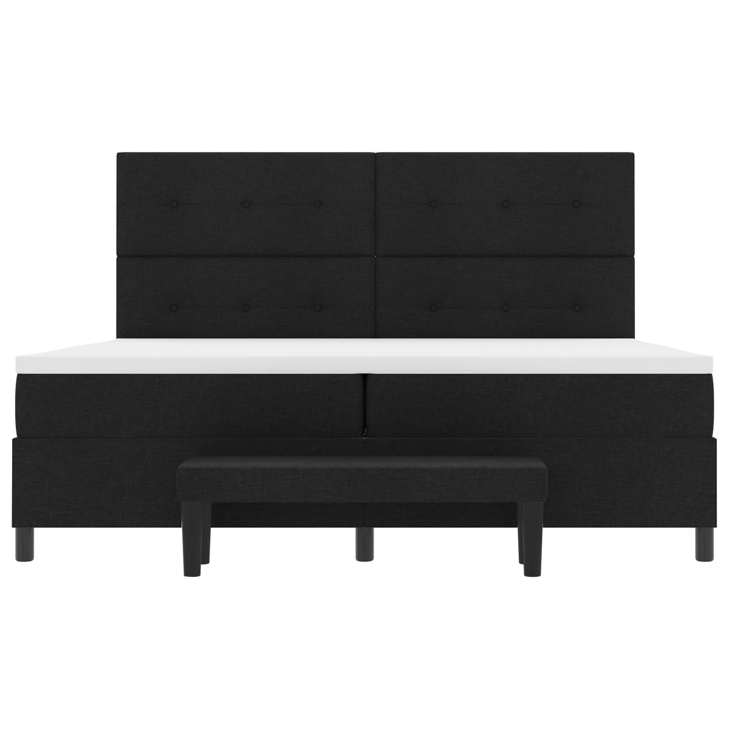Box Spring Seng Med Madras Sort 200 X 200 Cm Stof