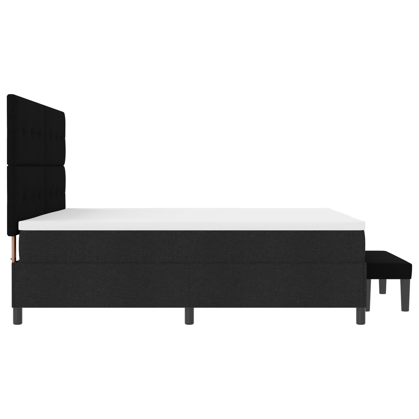Box Spring Seng Med Madras Sort 200 X 200 Cm Stof