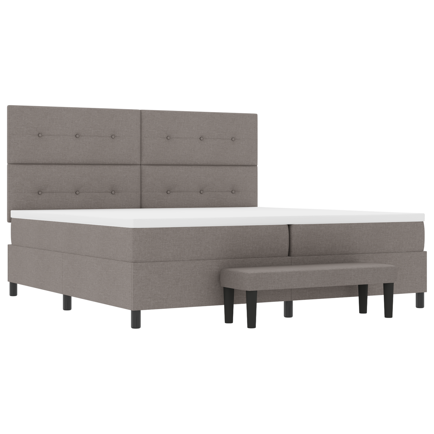 Box Spring Seng Med Madras Gråbrun 200 X 200 Cm Stof