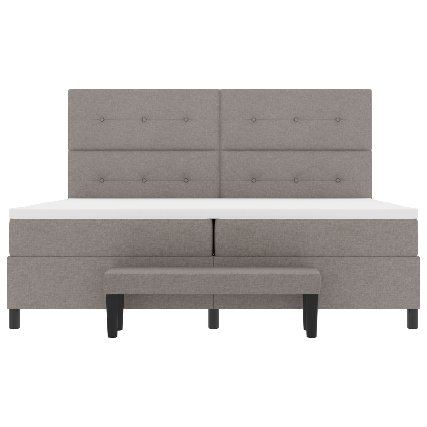 Box Spring Seng Med Madras Gråbrun 200 X 200 Cm Stof
