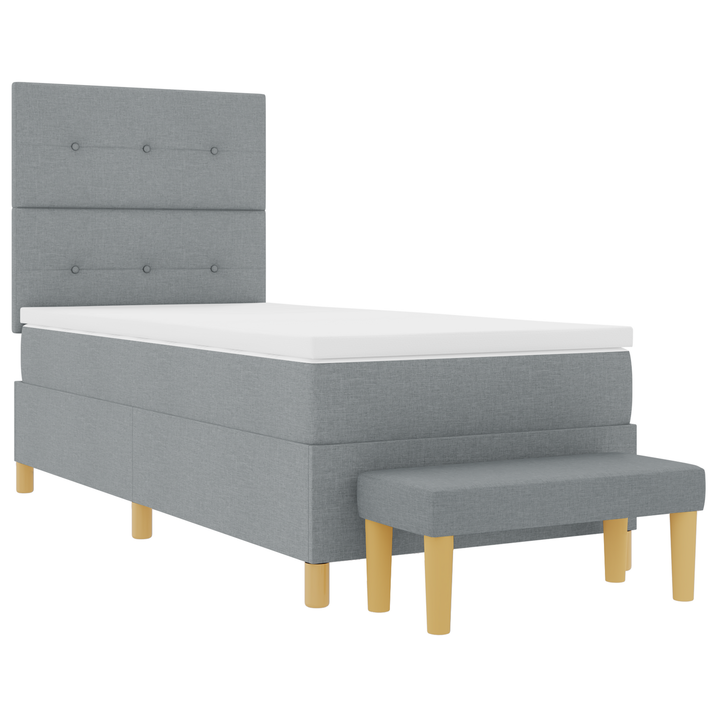 Box Spring Seng Med Madras Lysegrå 100 X 200 Cm Stof