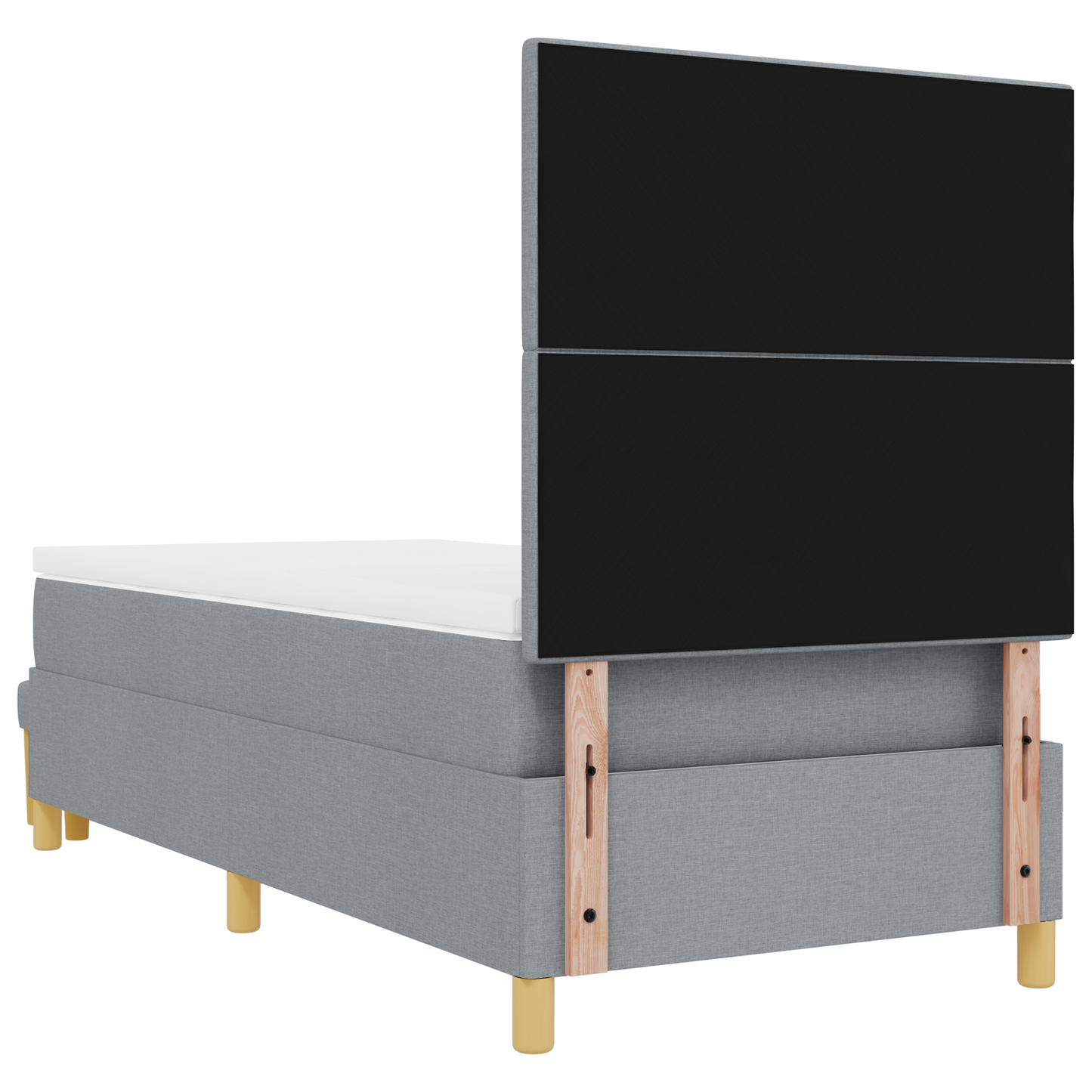 Box Spring Seng Med Madras Lysegrå 100 X 200 Cm Stof