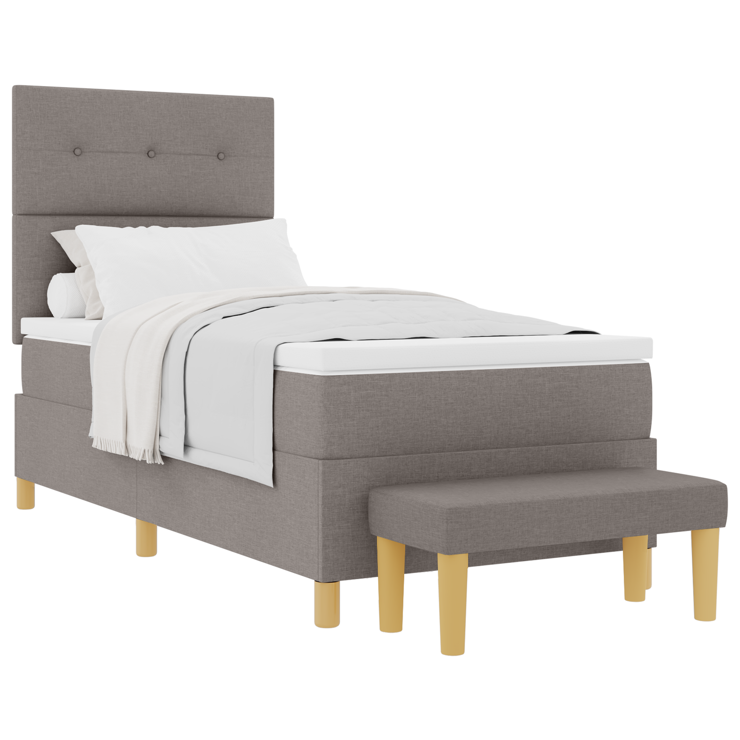Box Spring Seng Med Madras Gråbrun 100 X 200 Cm Stof