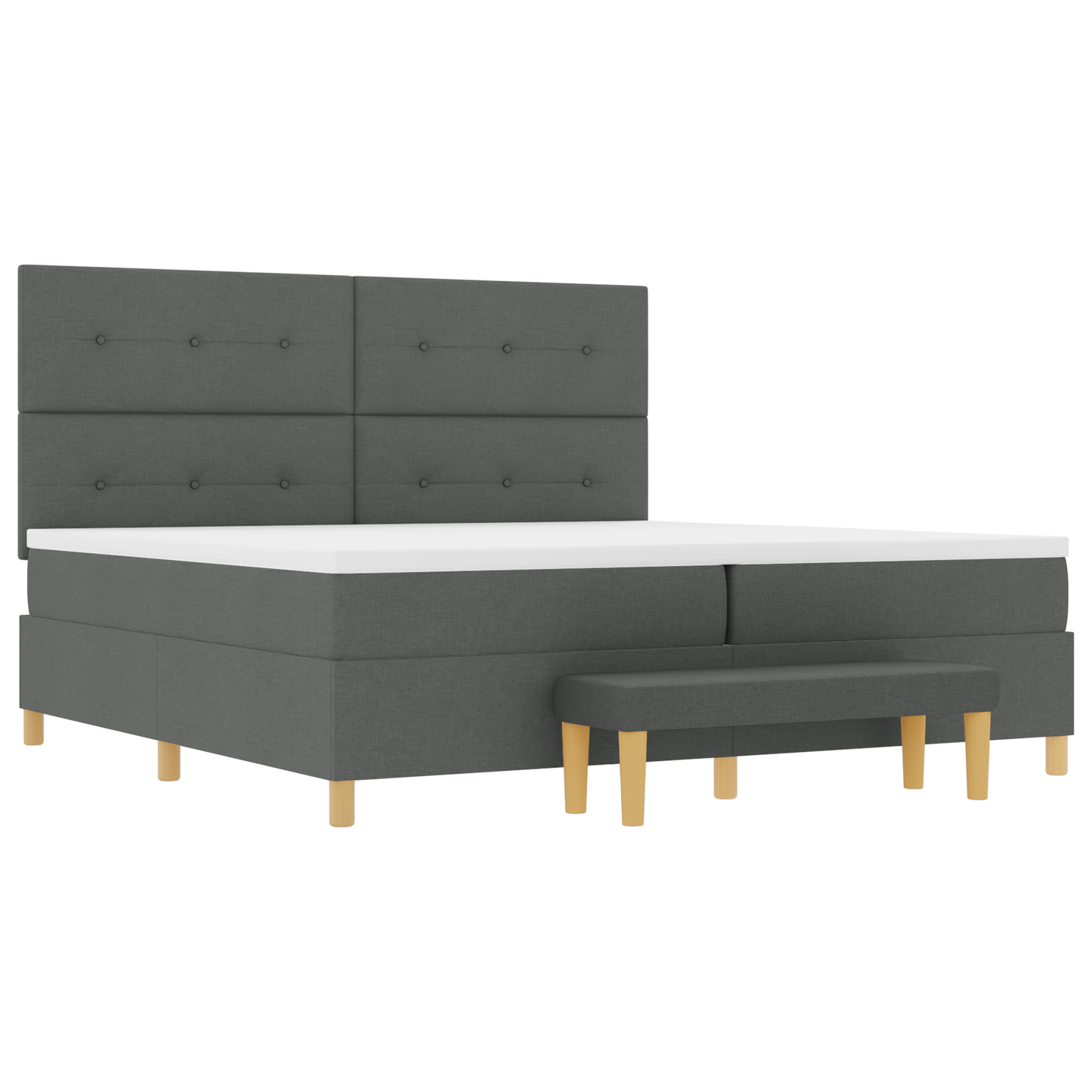 Box Spring Seng Med Madras Mørkegrå 200 X 200 Cm Stof