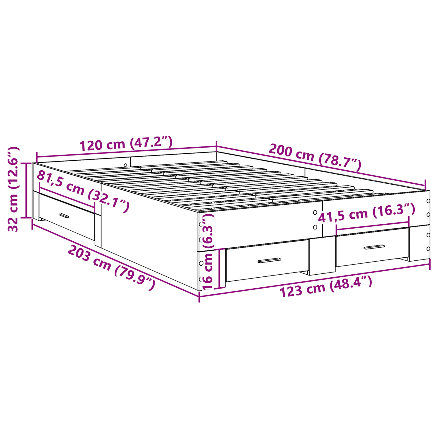 Sengestel Brun 120 X 200 Cm Konstrueret Træ